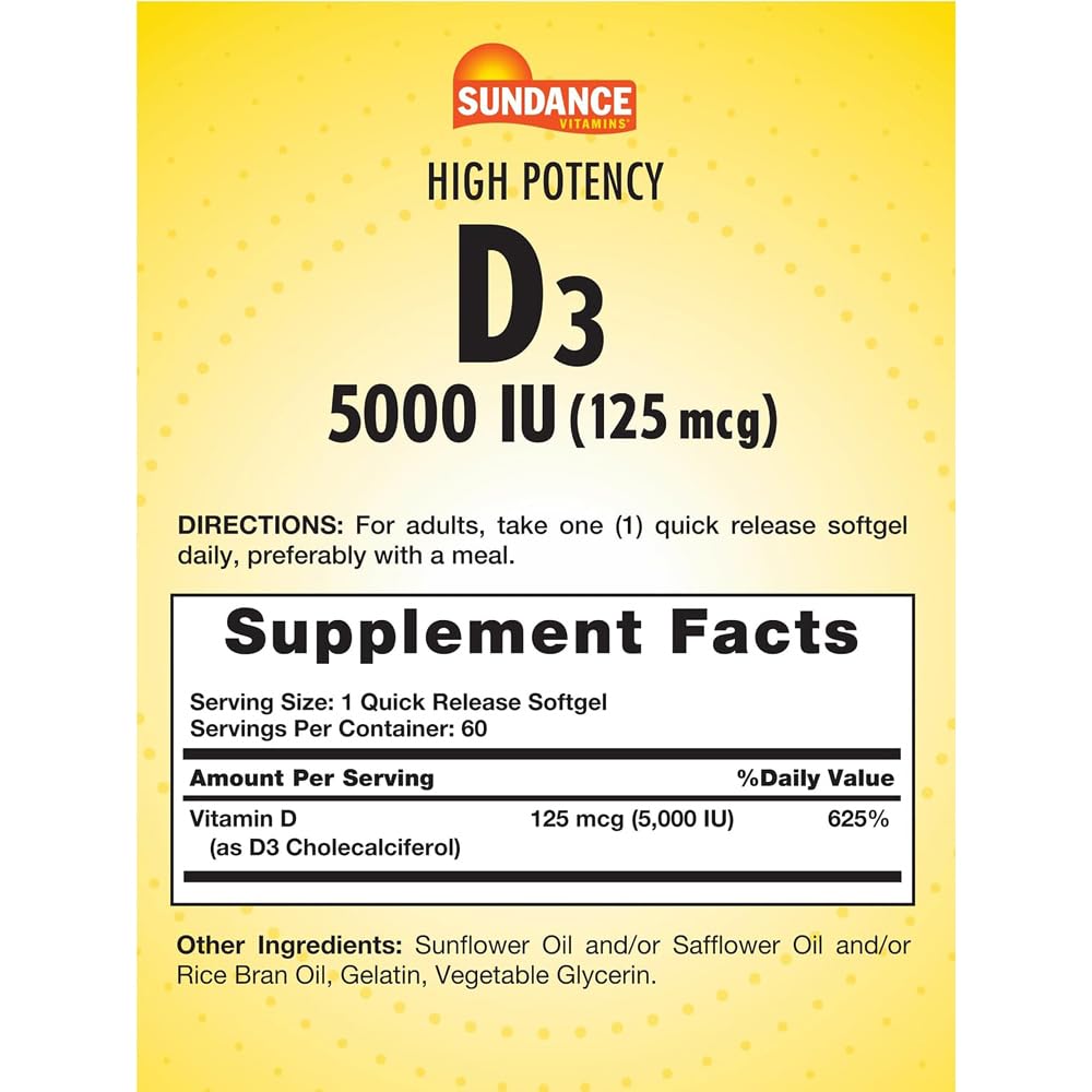 Sundance Vitamin D3 High Potency Softgels 120