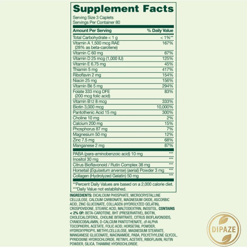Generic Multi-Ingredient Dietary Supplement Caplets, 240 Count