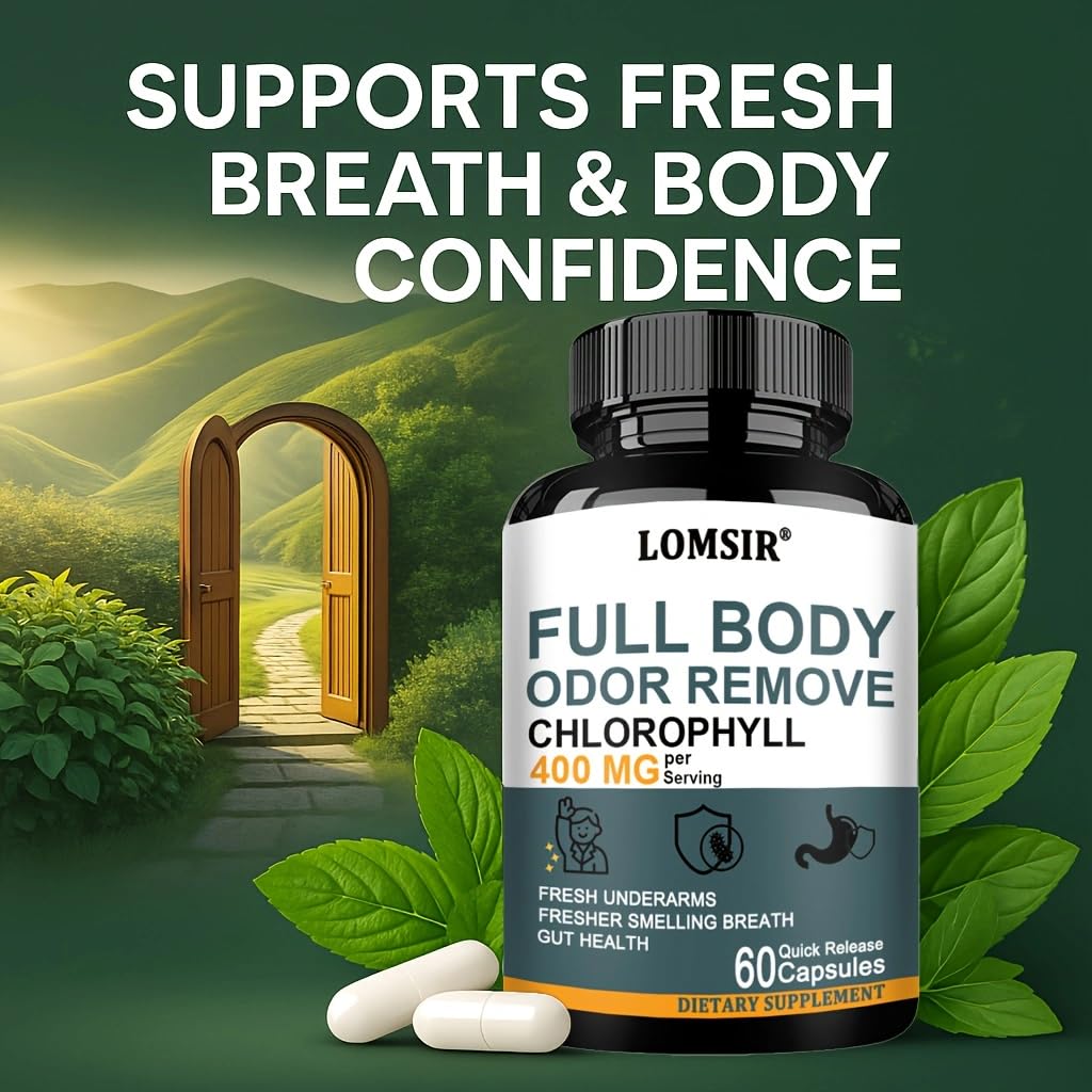 LOMSIR Body Deodorizing Chlorophyll Capsules, 60 Count