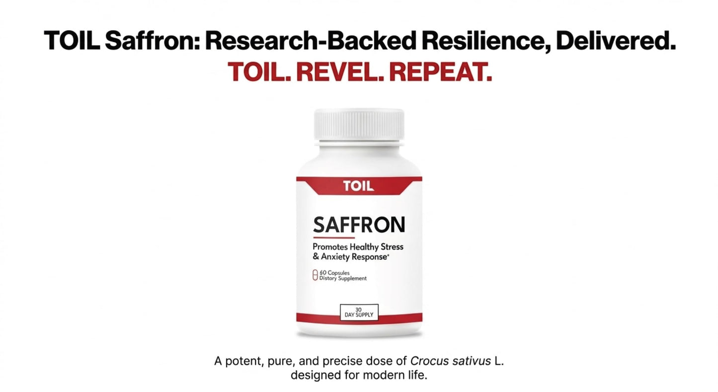 TOIL Saffron Supplement for Stress Response and Brain Health Support Unflavored Capsules 60 Count