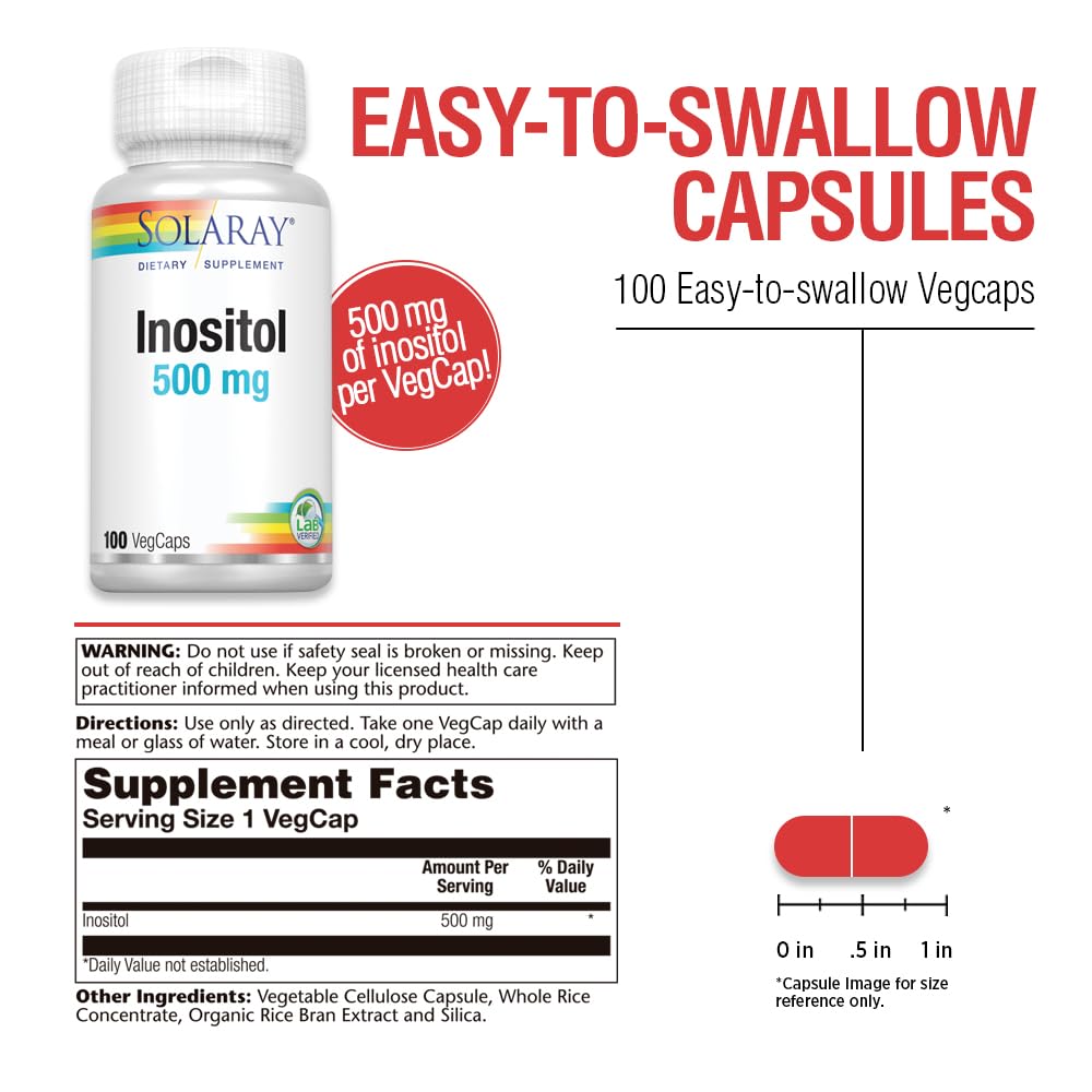 SOLARAY Inositol 500 mg Capsules, 100 Count