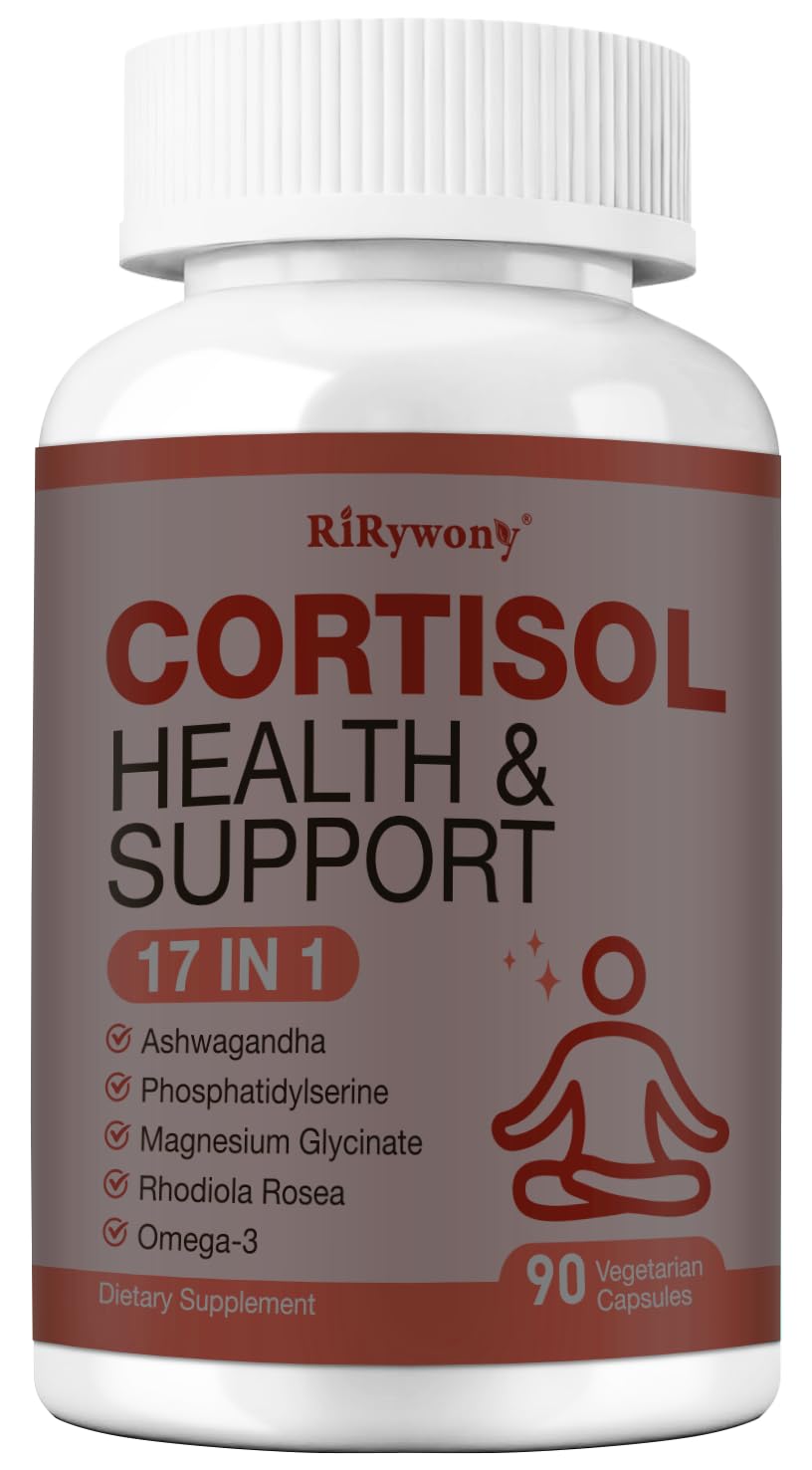 RiRywony Cortisol Supplements for Women, 17 in 1 Cortisol Detox, Adrenal Health Support Supplement, 2 Capsules
