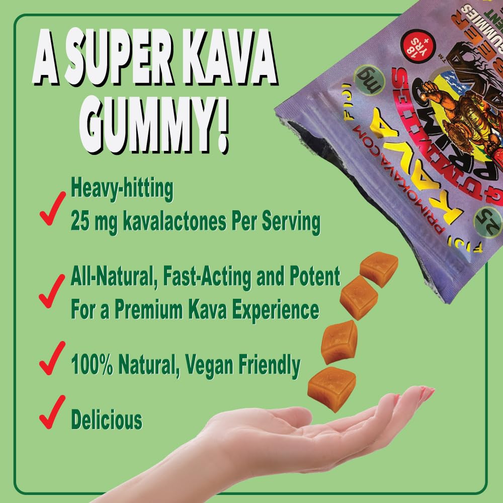 PRIMO KAVA Kava Gummies 375mg, 30 Count