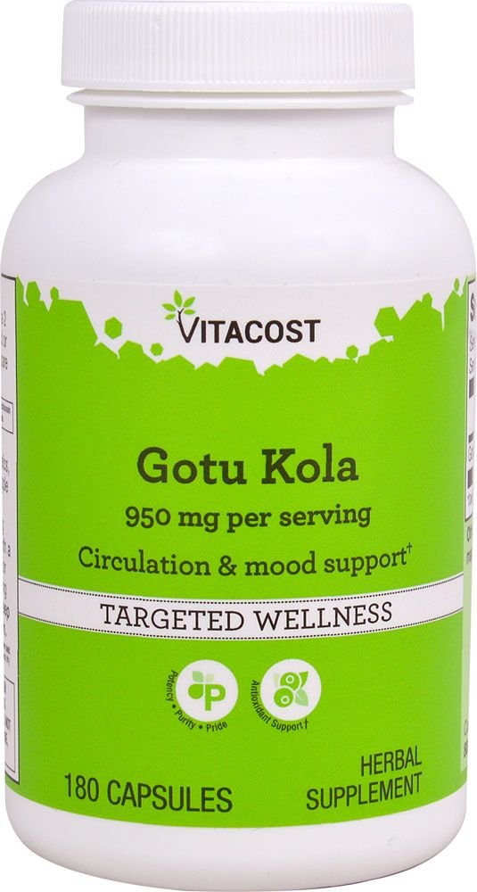 Vitacost Brand Gotu Kola 950 mg per serving, Capsules, 180