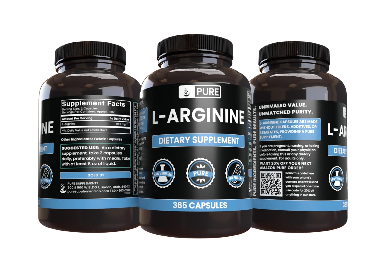 PURE ORIGINAL INGREDIENTS L-Arginine 365 Capsules