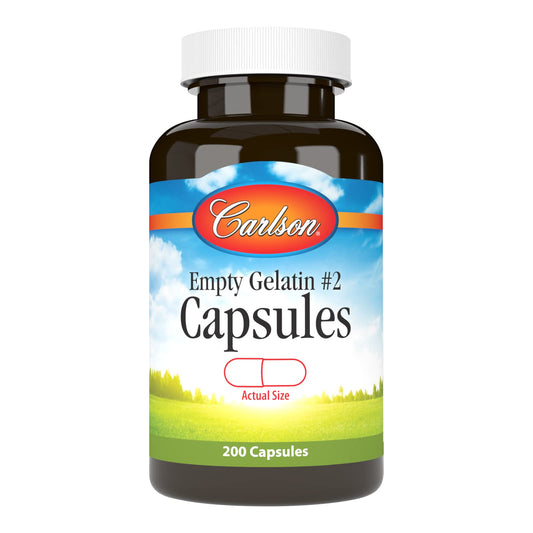 Carlson Empty Gelatin #2 Capsules, 200 Capsules