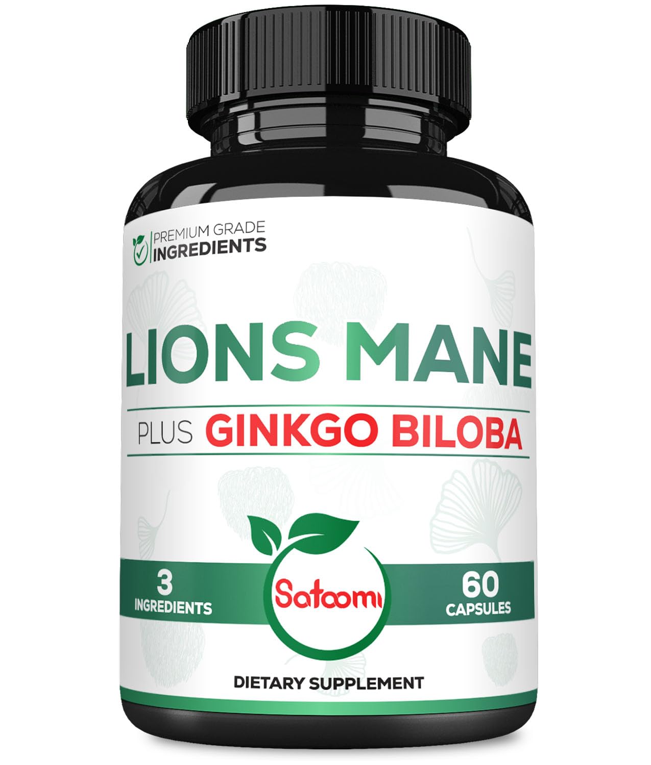 Satoomi Lions Mane with Ginkgo Biloba Supplement Capsule 60 Count