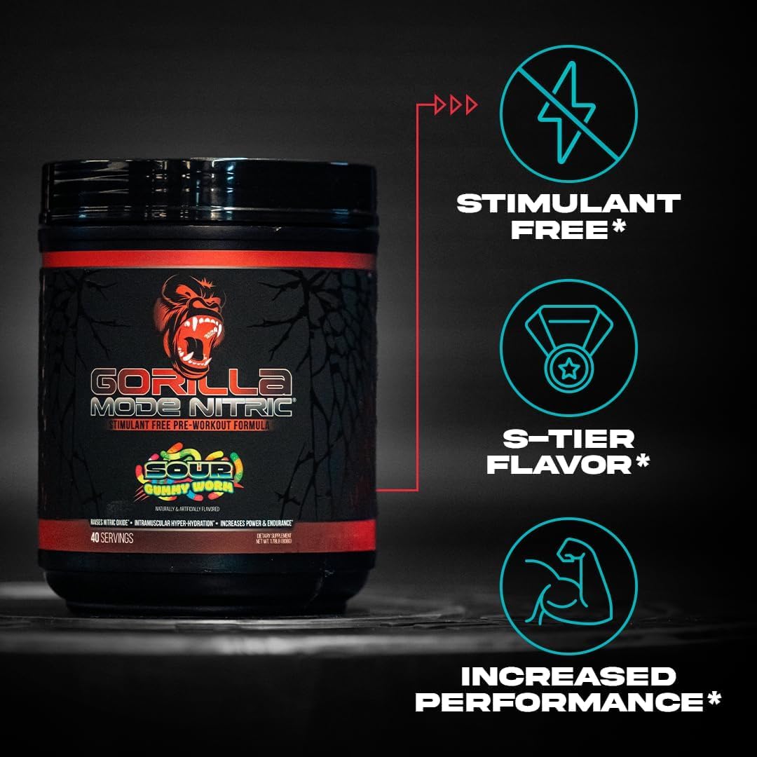 Gorilla Mind Gorilla Mode Nitric Upgraded Stimulant Free Pre-Workout Powder 27.6548 oz