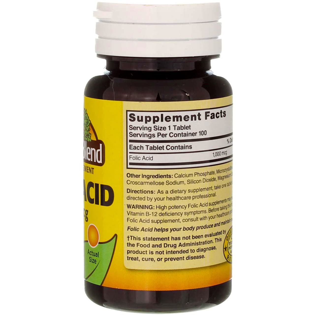 Nature's Blend Folic Acid 1000mcg Tablets, 400 Count
