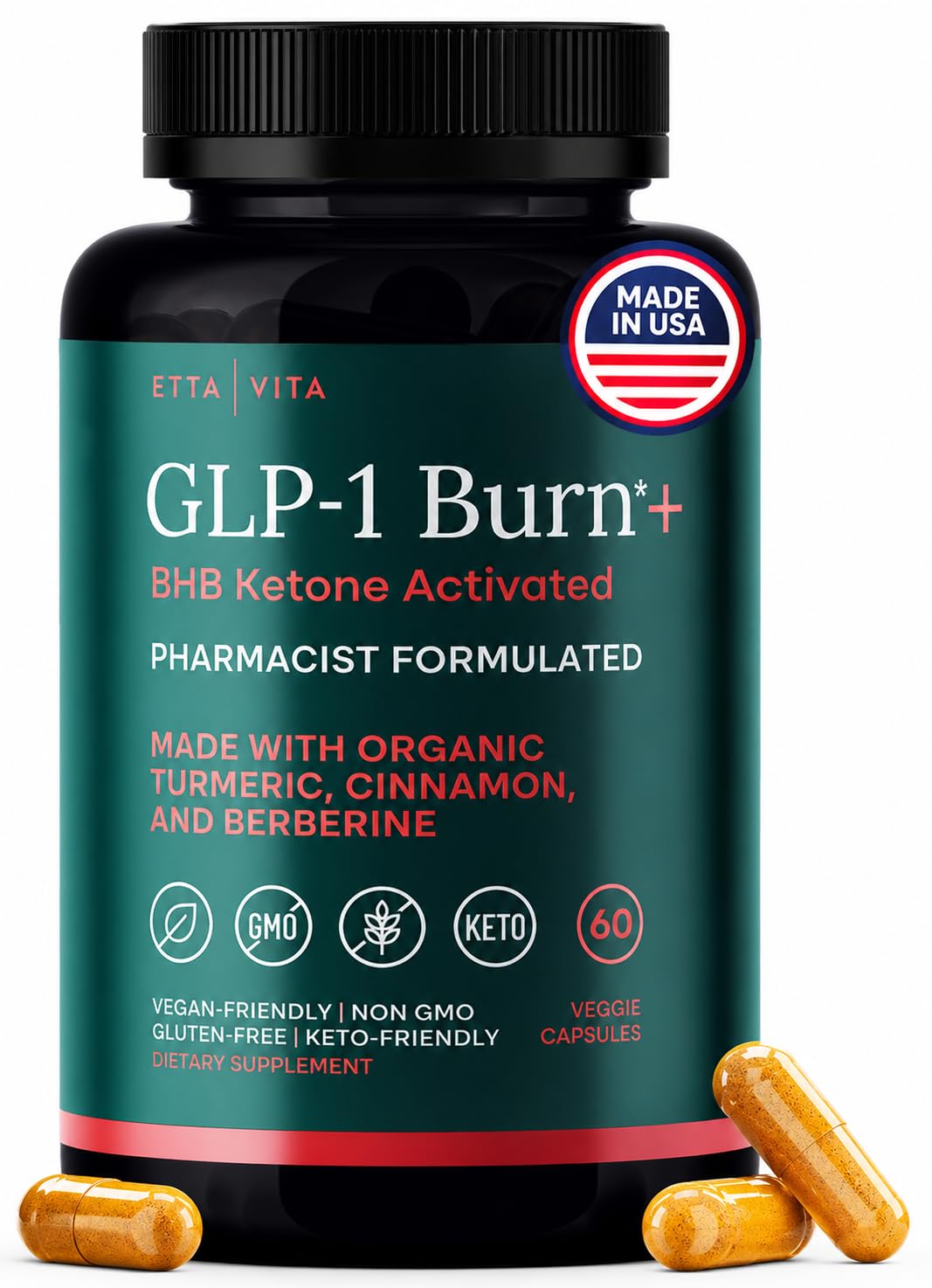 Etta Vita Keto Burn & GLP-1 Supplement Capsule, 60 Count