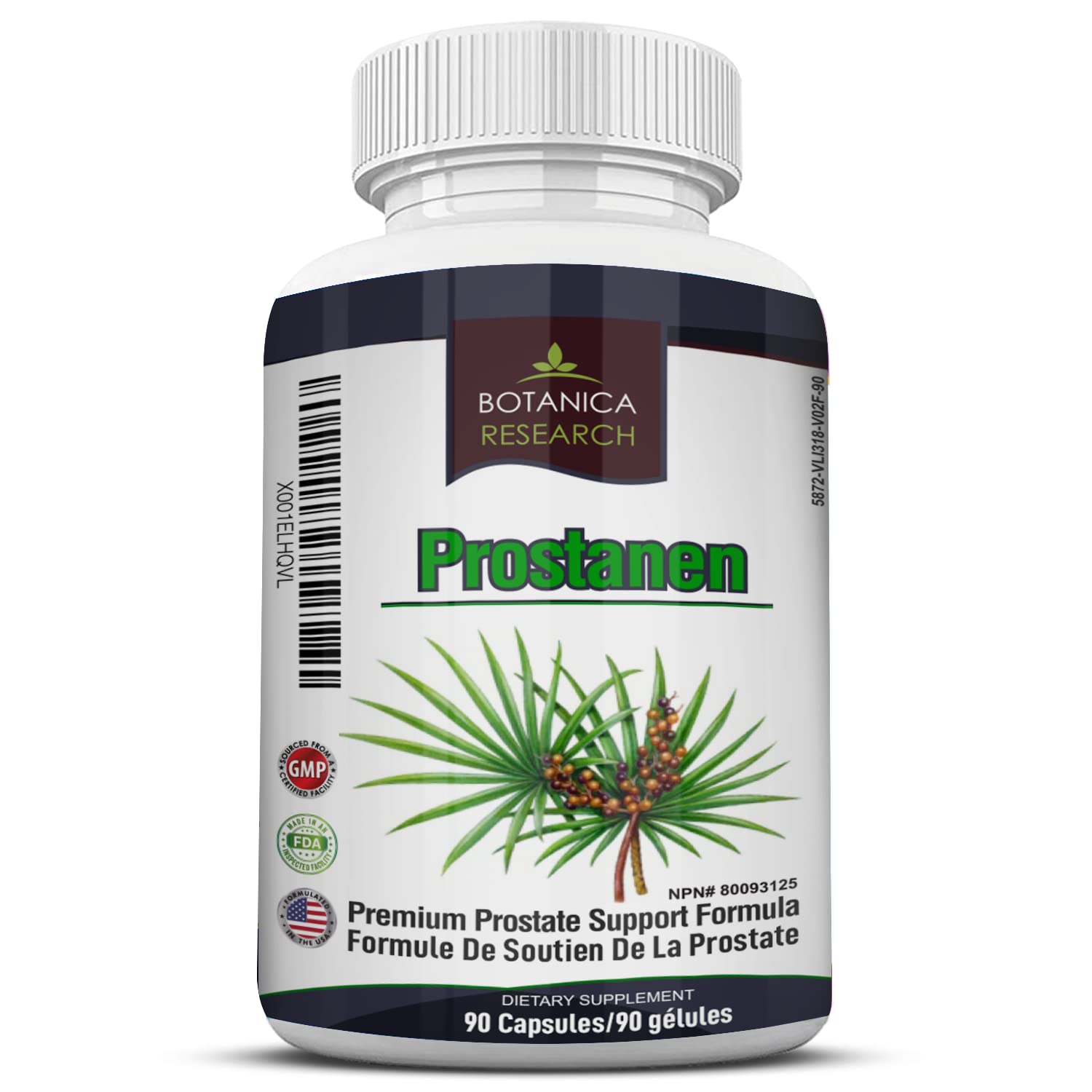 Botanica Research Prostanen Prostate Support Formula with Endocrine Care Complex, Saw Palmetto, Cat's Claw, Graviola, Selenium & Zinc - 90 Capsules