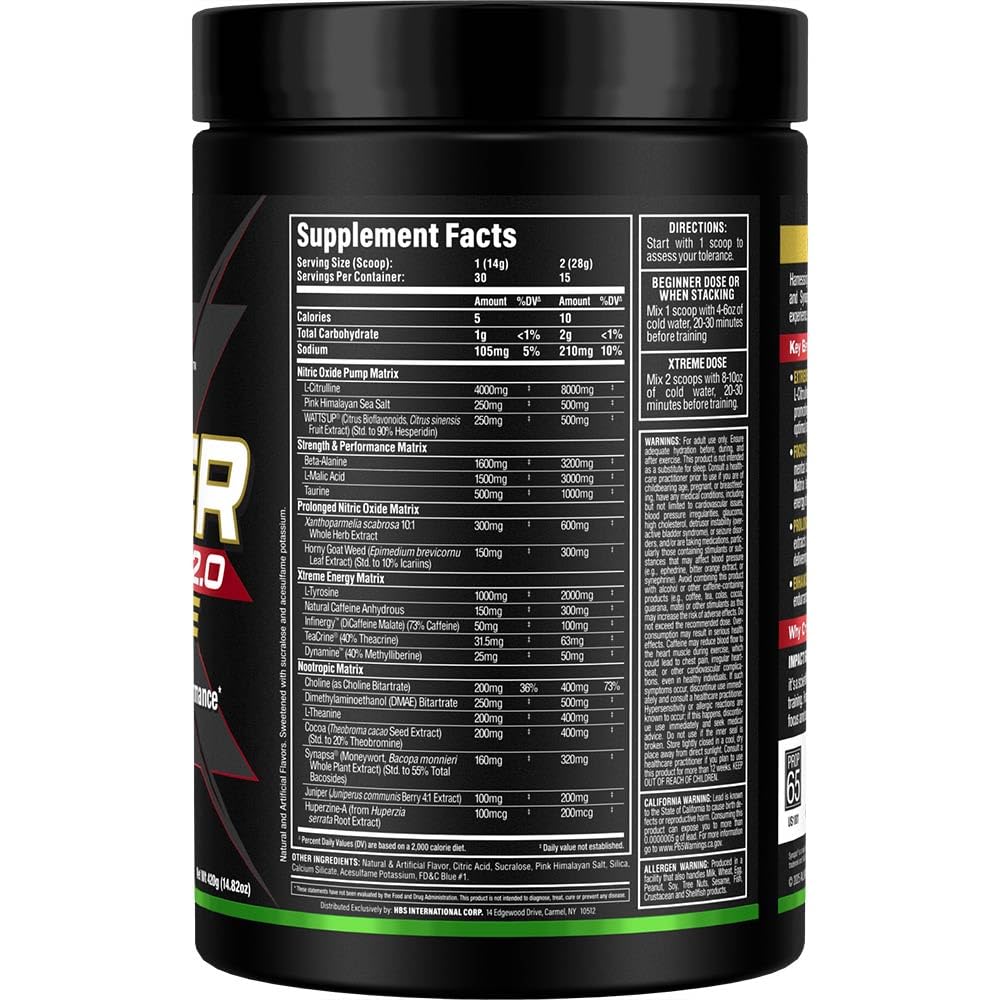 ALLMAX Impact Igniter Extreme V2 High Stim Pre Workout Powder 14.82 Ounce