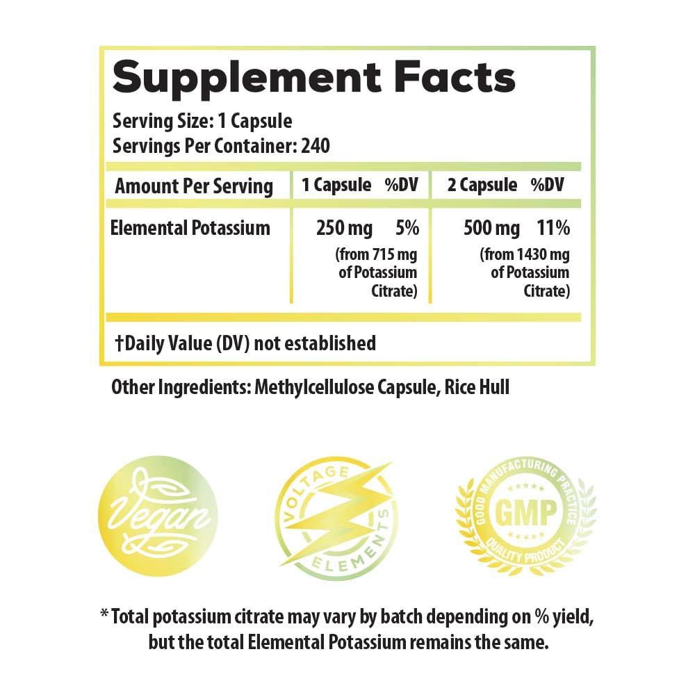Ideal Infusion Potassium Citrate 1400mg Capsules, 240 Count