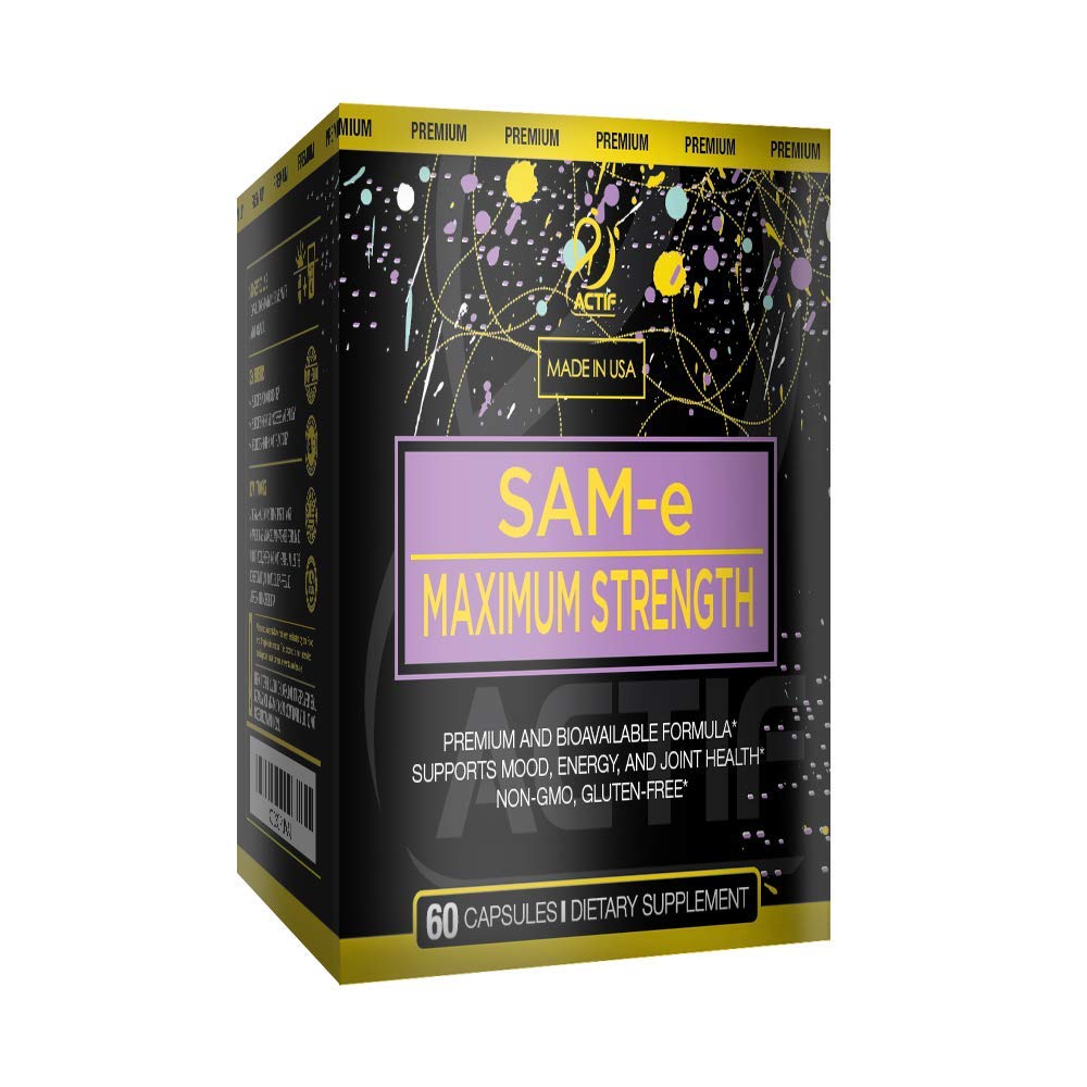 ACTIF SAM-e Maximum Strength with 400mg High Absorption SAM-e for Mood and Energy Capsules, 60 Count