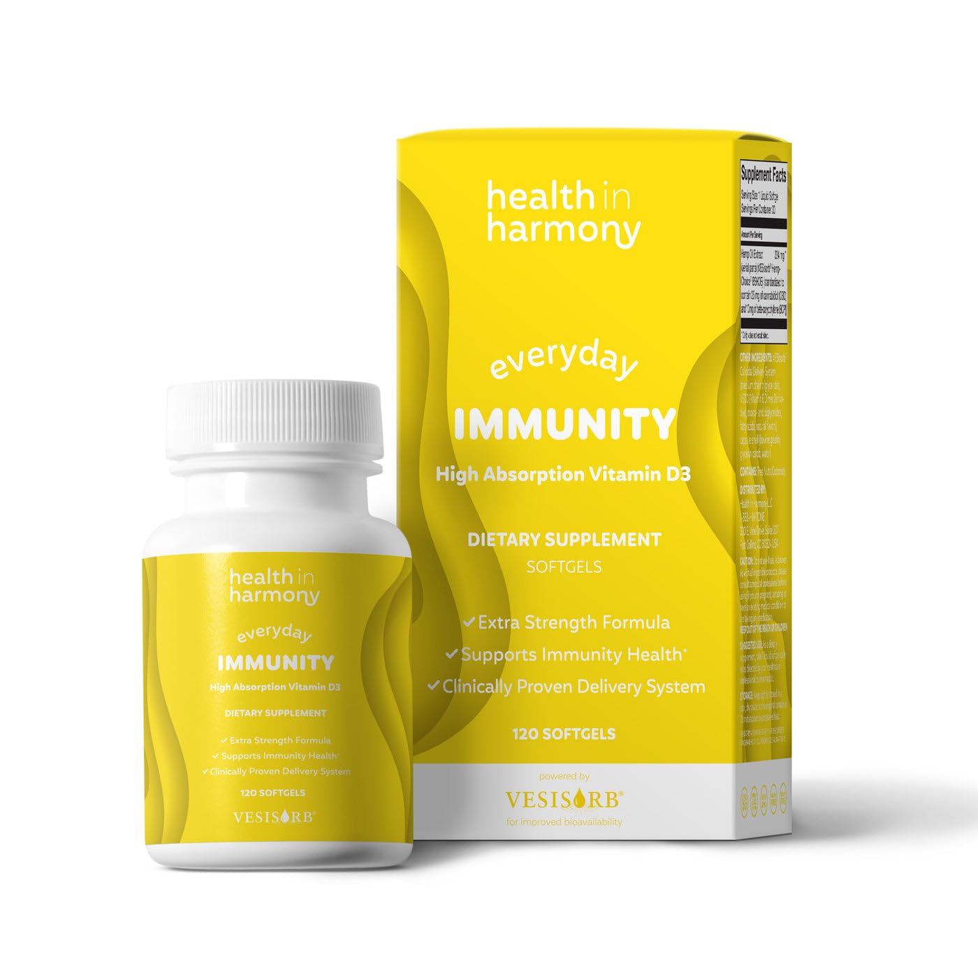 HEALTH IN HARMONY Everyday Immunity 4000 IU Vitamin D3 Supplement Softgels 60