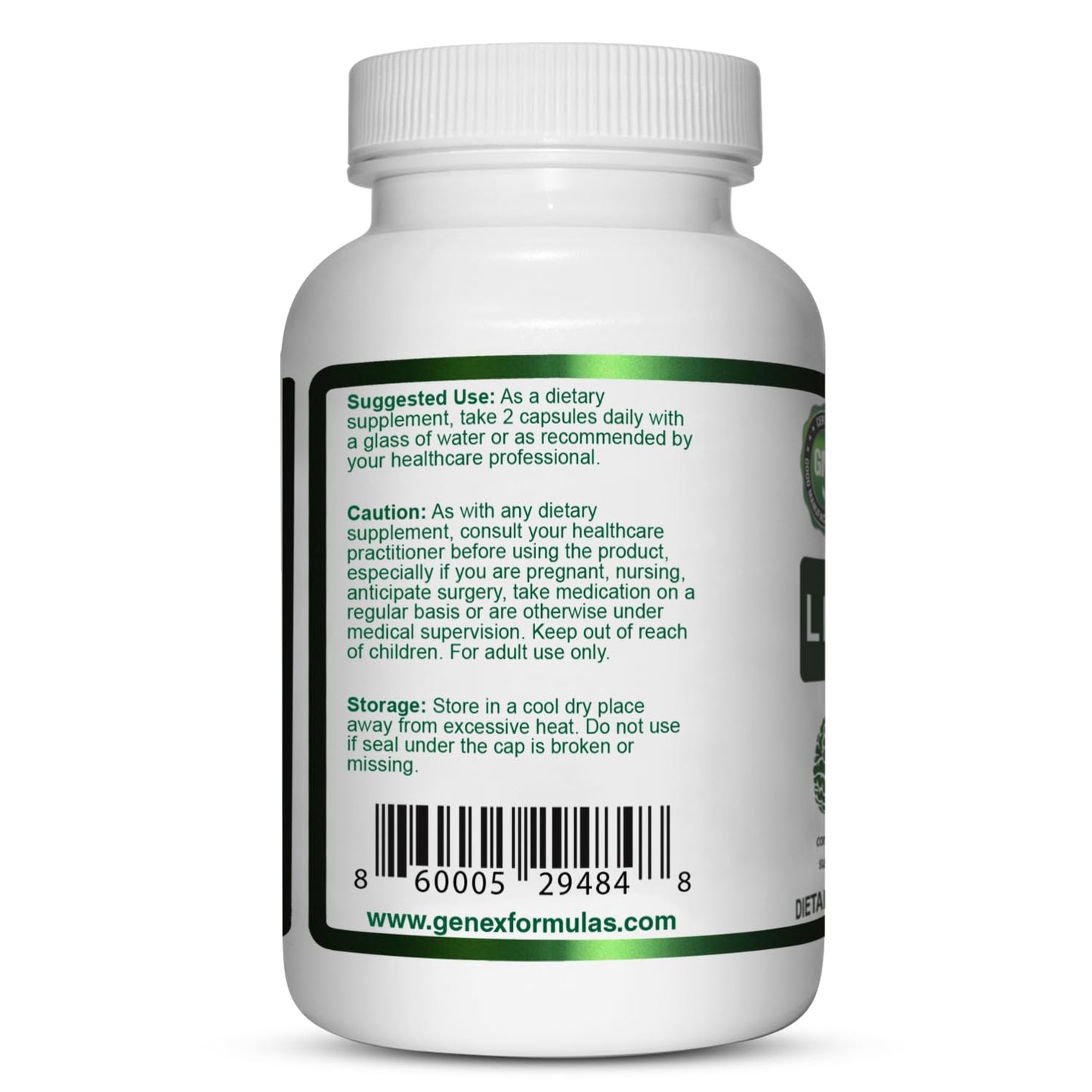 Genex Formulas Lions Mane 1000mg Dose, 100% Lions Mane Extract, 120 Capsules