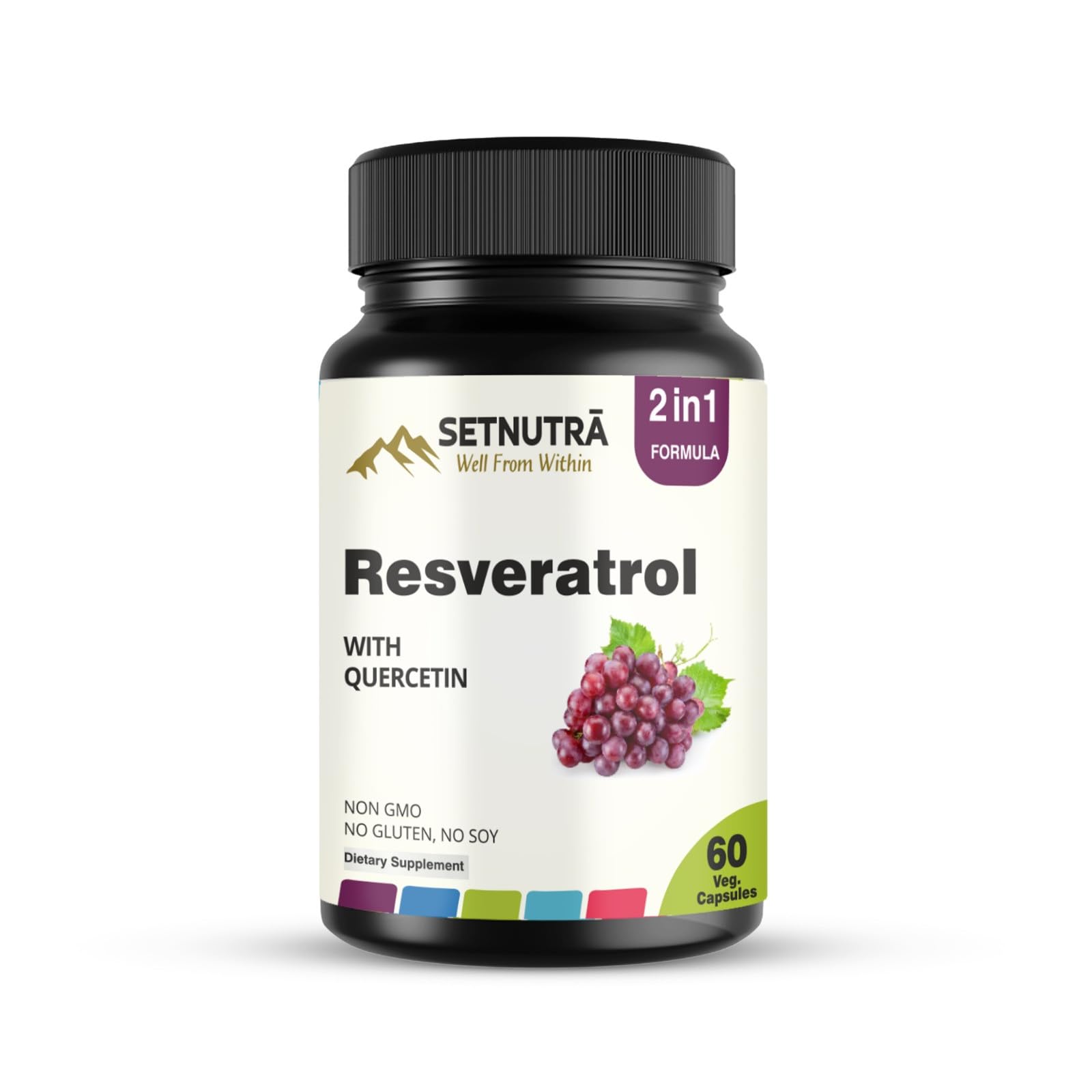 SETNUTRA Well From Within Resveratrol 800Mg with Quercetin 100Mg 2 in 1 Antioxidant Supplement for Heart Health Immune Support & Healthy Aging 60 Veg Capsules