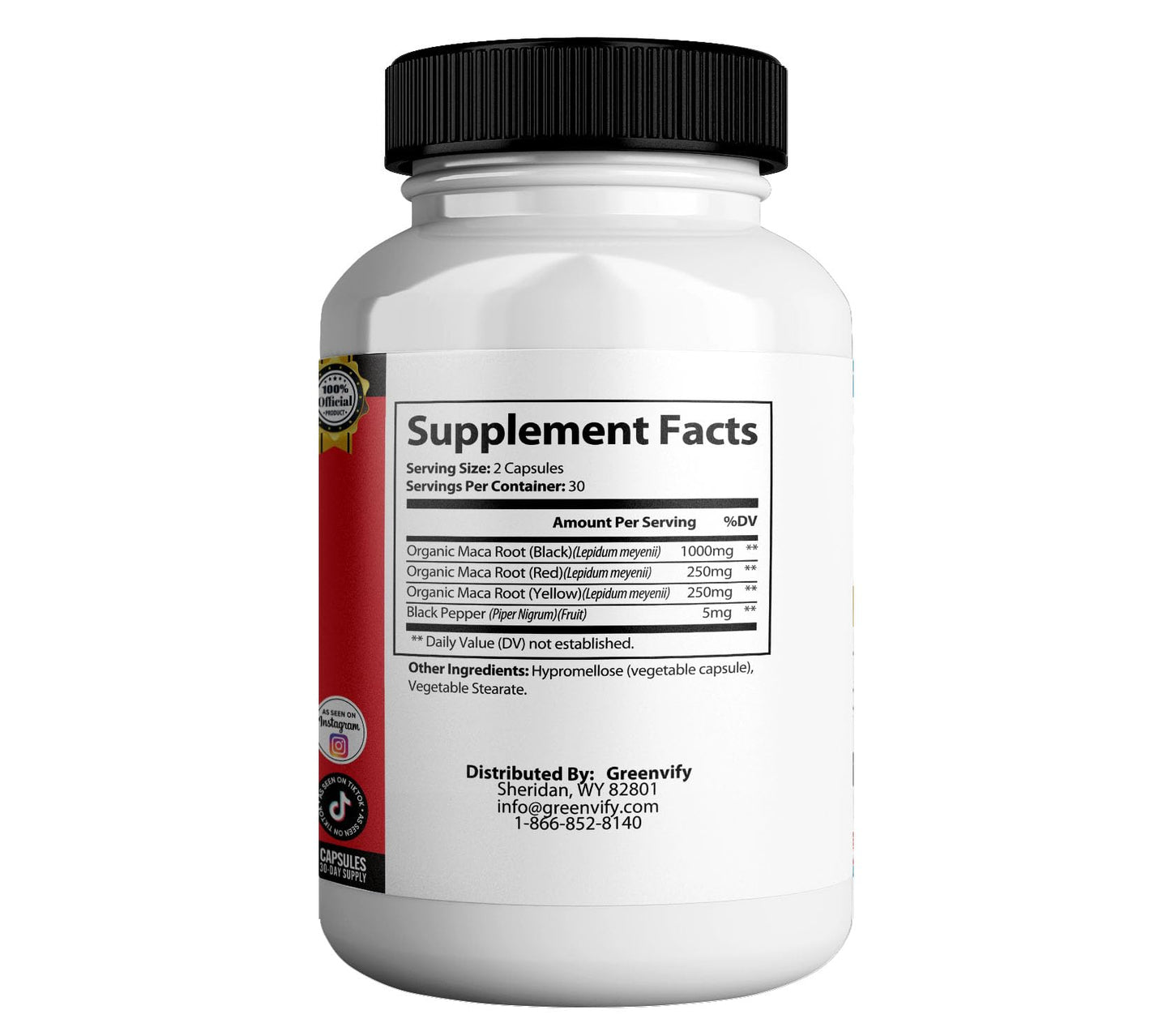 GREENVIFY Endureon MAX PRO Dietary Supplement, Organic Maca Root, 60 Capsules