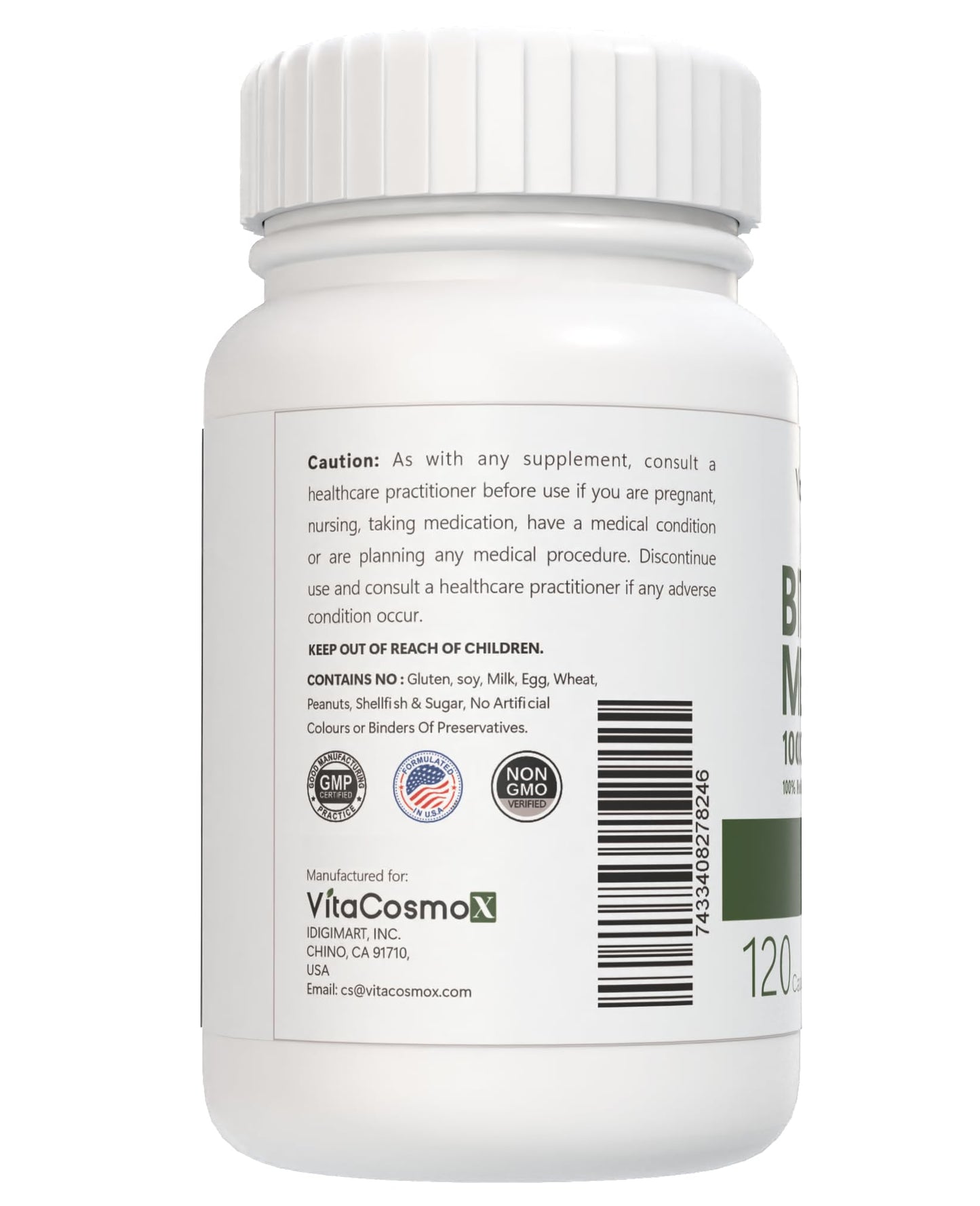 VitaCosmoX Bitter Melon Root 400 mg Capsule, 120 Vegan Capsules