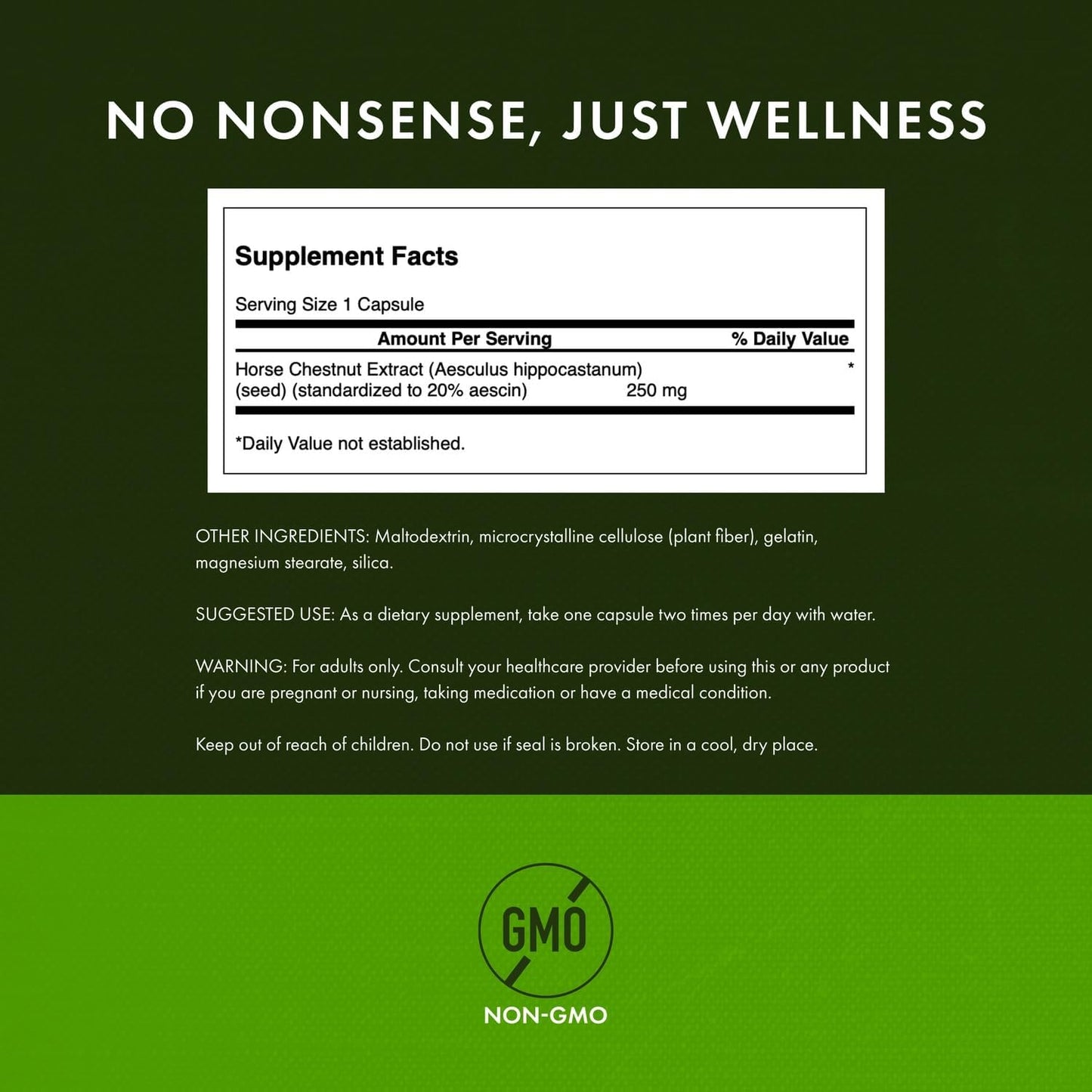 Swanson Horse Chestnut 22% Aescin (Standardized) 250 mg Capsules, 120 Count