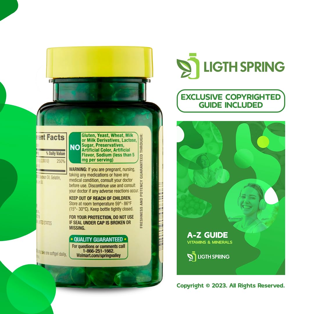 LightSpring Vitamin D3 1000 IU Softgels, 200 Count
