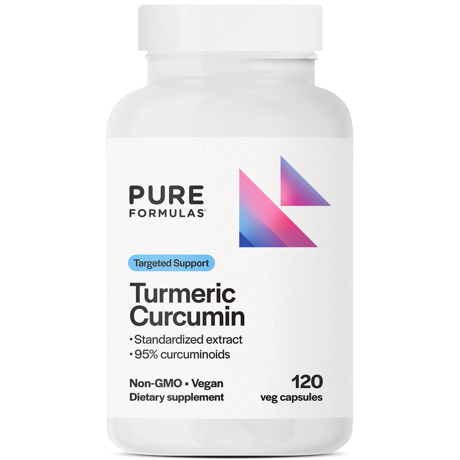 PureFormulas Turmeric Curcumin Supplement for Flexibility, Natural Antioxidant Support, 95% Curcuminoids, Vegan, Gluten-Free, Dairy-Free, Non-GMO, Capsule, 120 Count