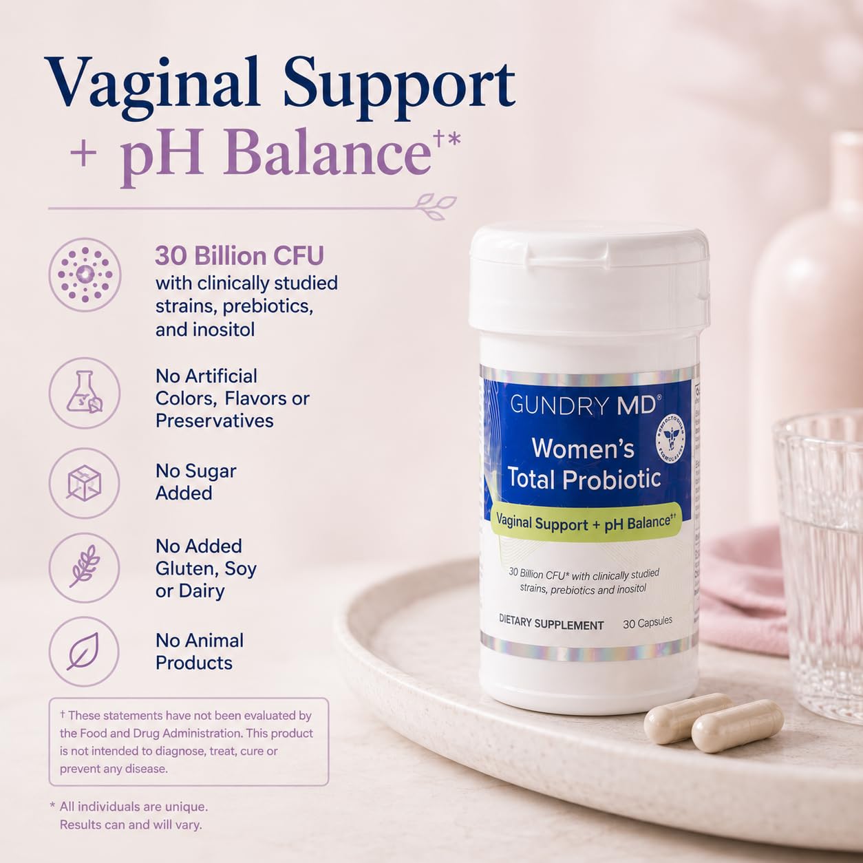 Gundry MD Women's Total Probiotic with Inositol Capsule, 30 Count