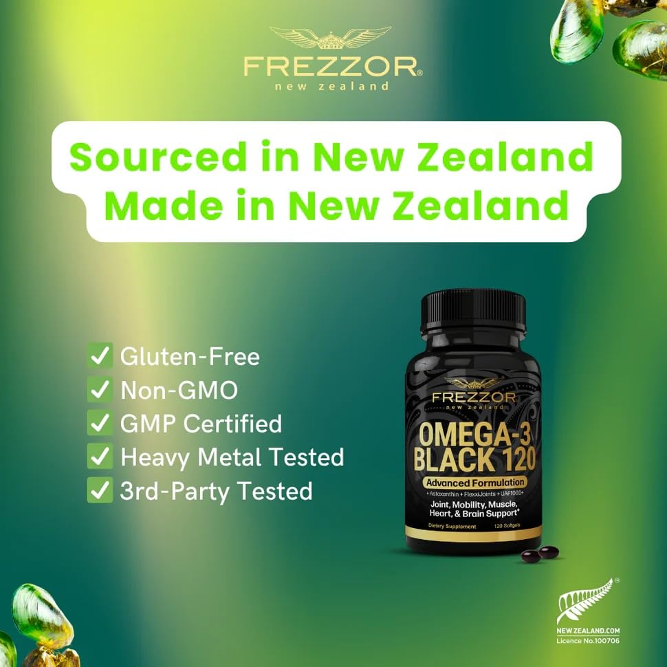 FREZZOR Omega-3 Black Green Lipped Mussel Oil Softgel 120 Count