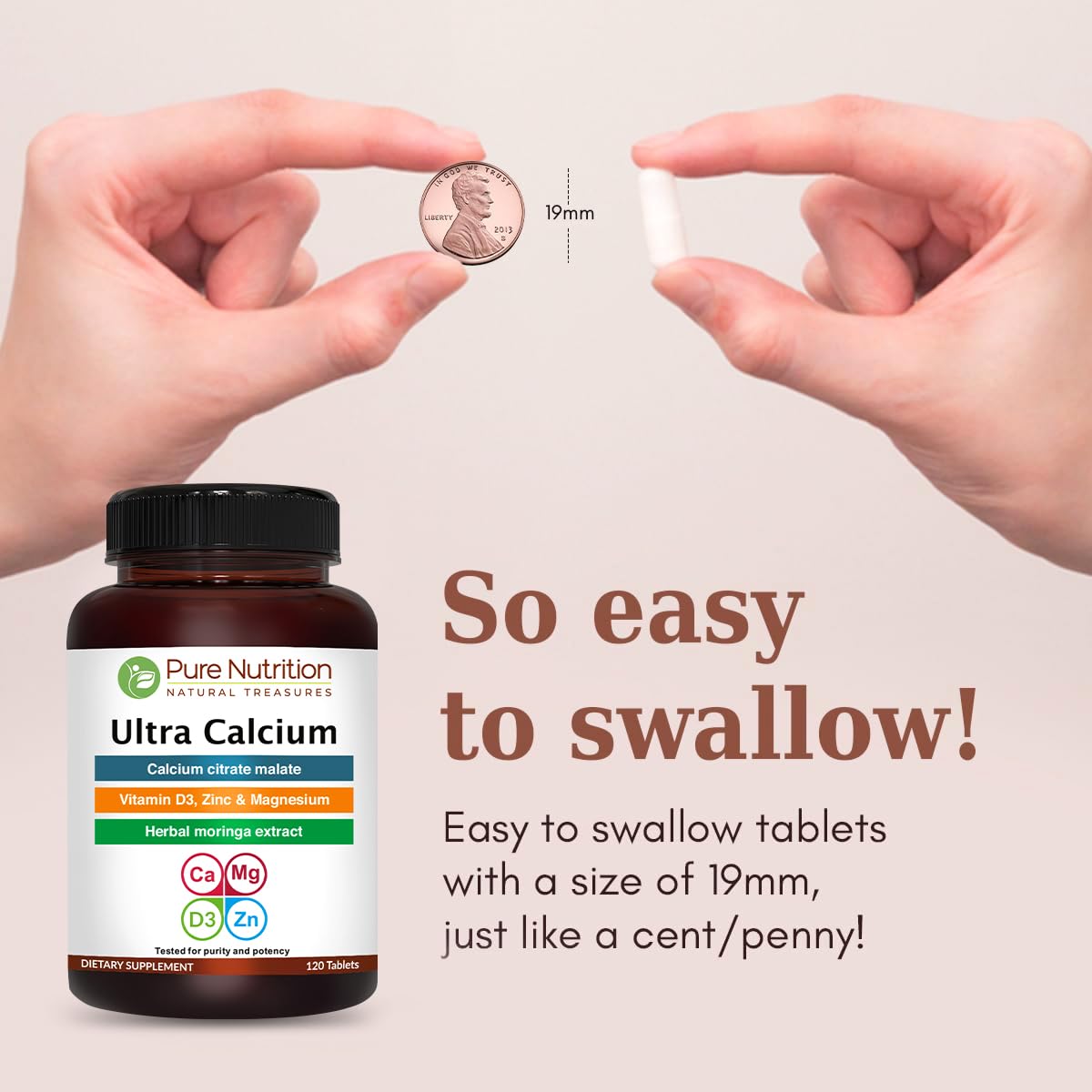 PURE NUTRITION NATURAL TREASURES Ultra Calcium 1000mg with Vitamin D3 + K Tablet, 120 Tablets