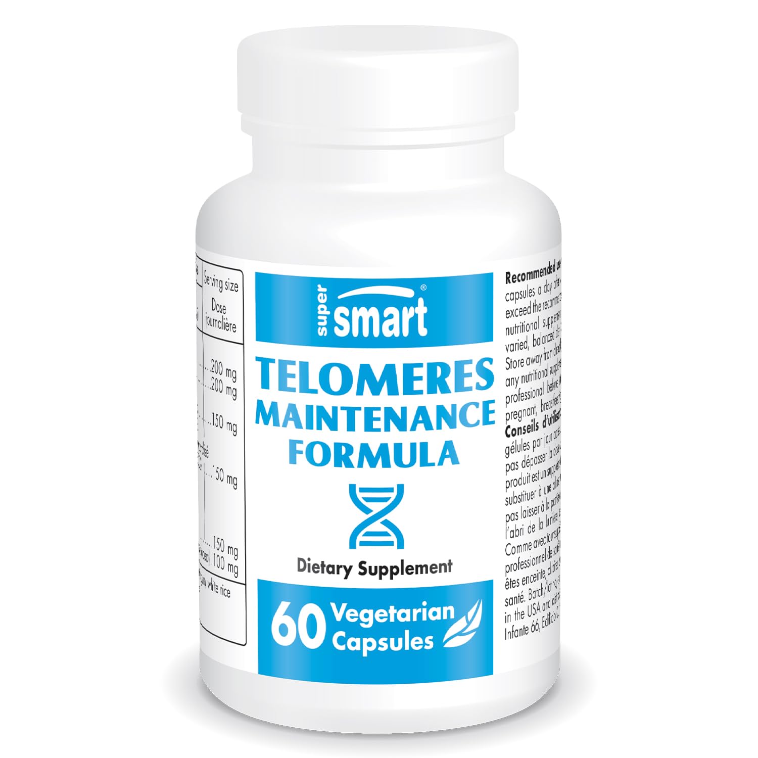 Supersmart Telomeres Maintenance Formula (High Potency) with Polyphenols, Catechins, EGCG, D-Gamma-Tocotrienols, 60 Capsules