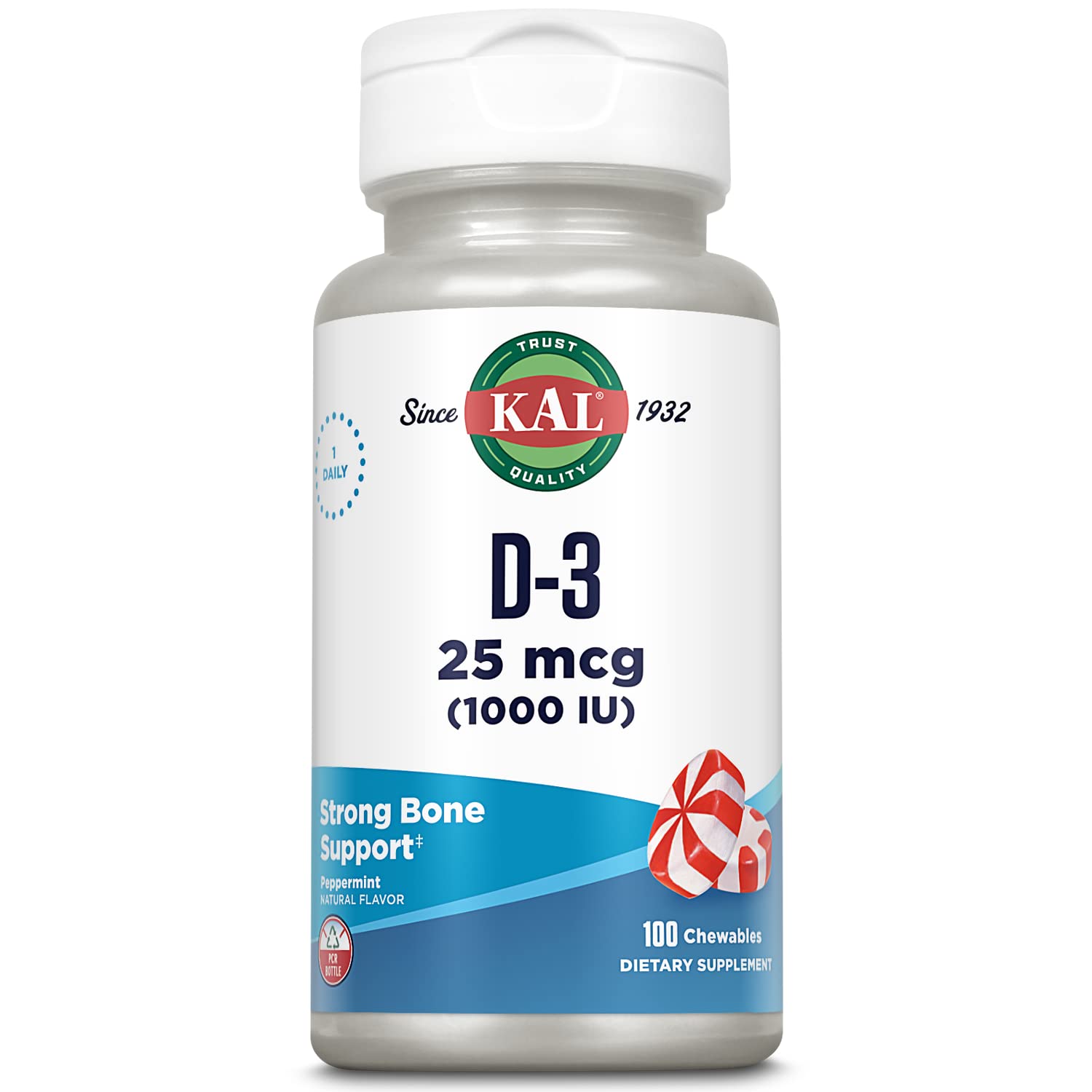 KAL Vitamin D3 1000 IU (25 mcg) Chewables, 100 Chews