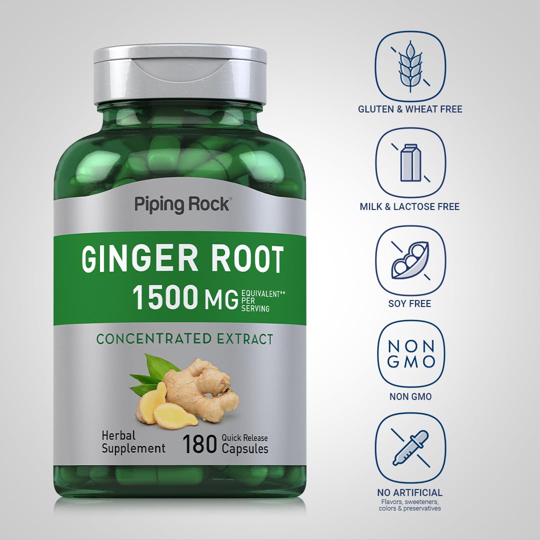 Piping Rock Ginger Root Extract Supplement Capsules 180