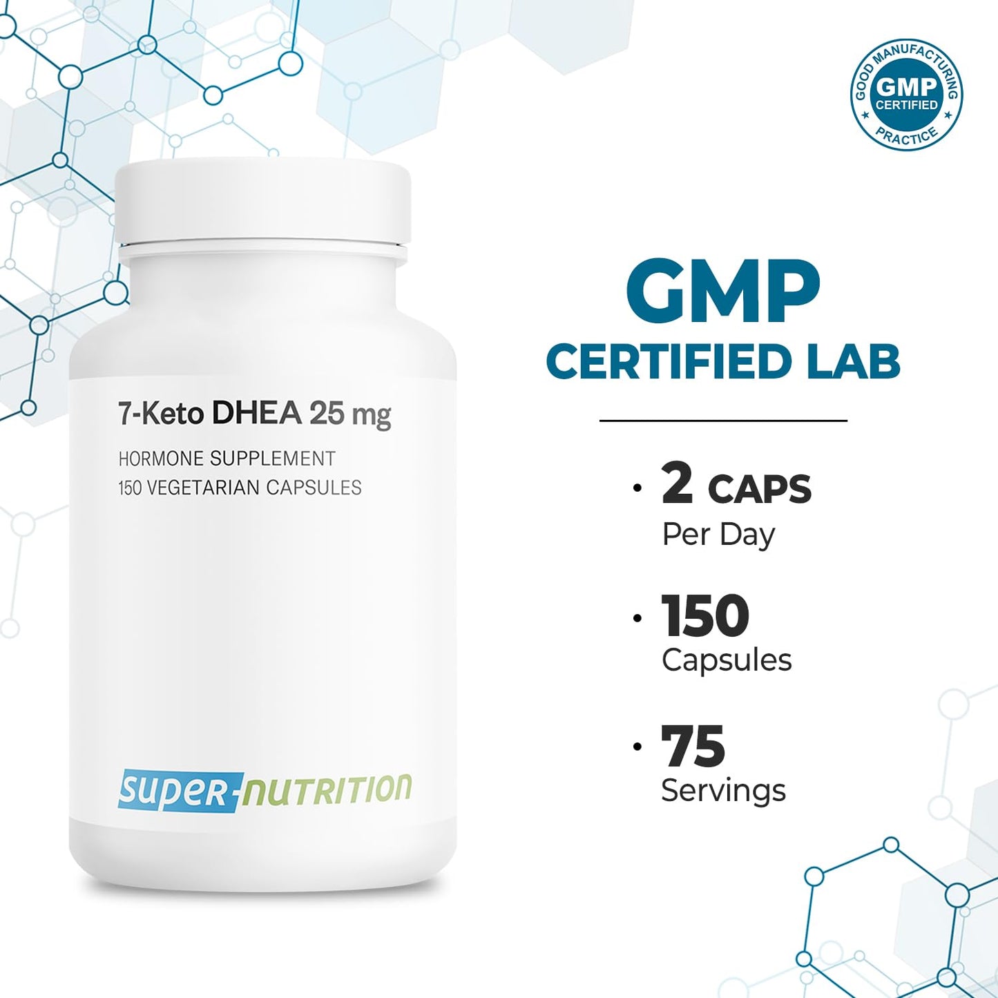 Supersmart 7-Keto DHEA Supplement 25 mg Capsules 150