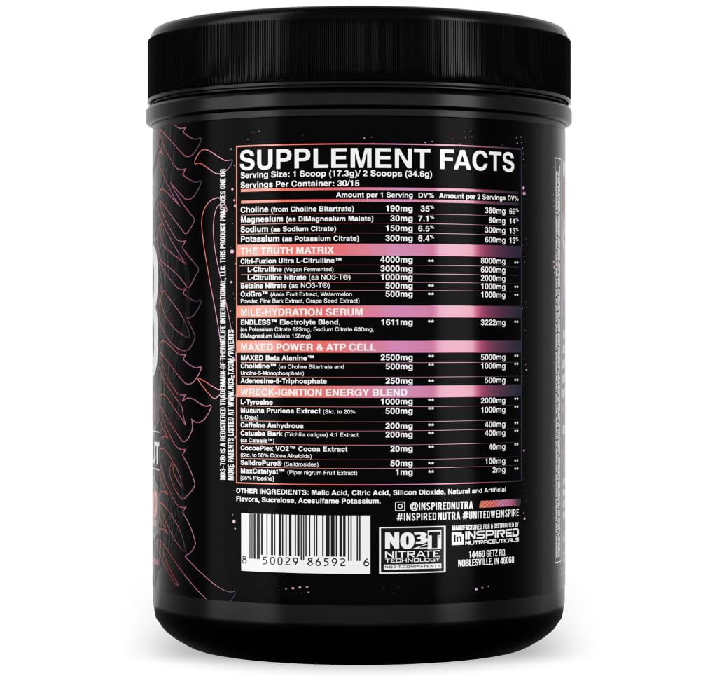 Inspired Nutraceuticals DVST8 25 Preworkout Powder Black Rainbow 18.3