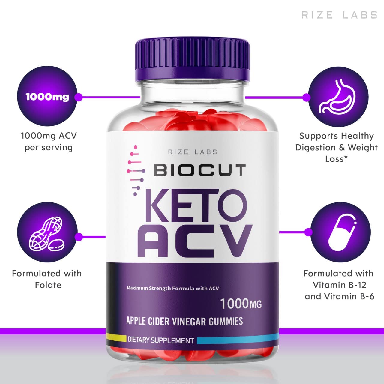 Rize Labs Biocut Keto ACV Gummies 180 Gummies