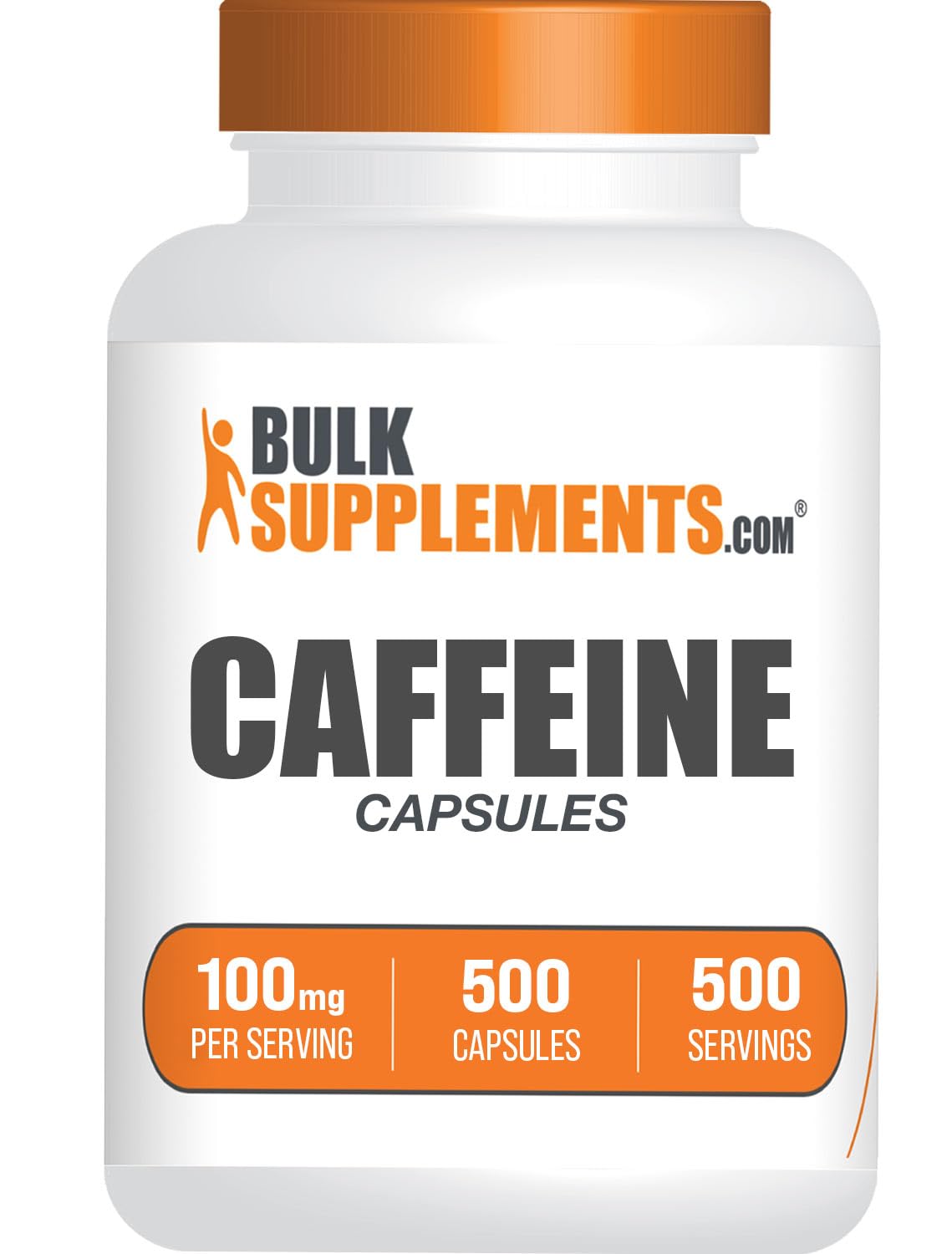 BulkSupplements Caffeine 100mg Capsules, 500 Count