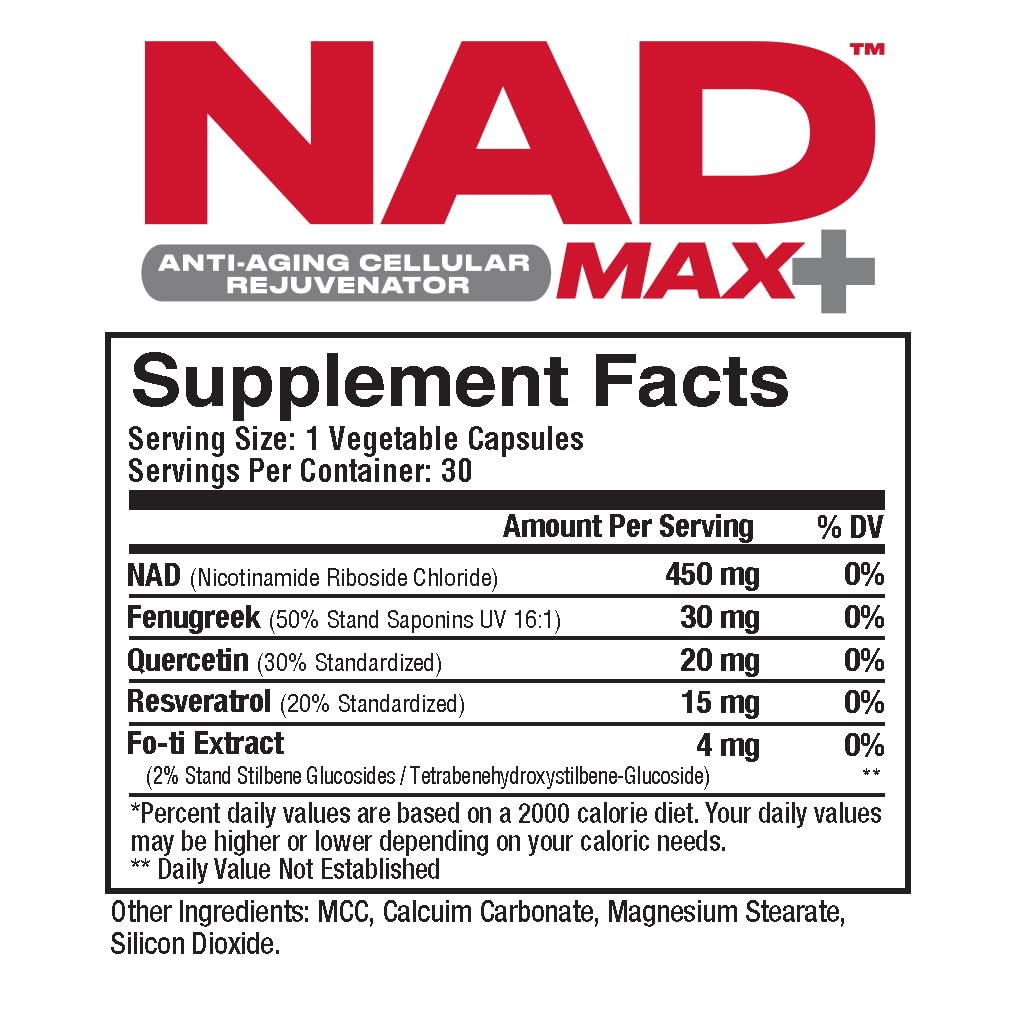 Metabolic Nutrition NAD MAX Plus+ 450mg NAD+ Capsule, 1 Count