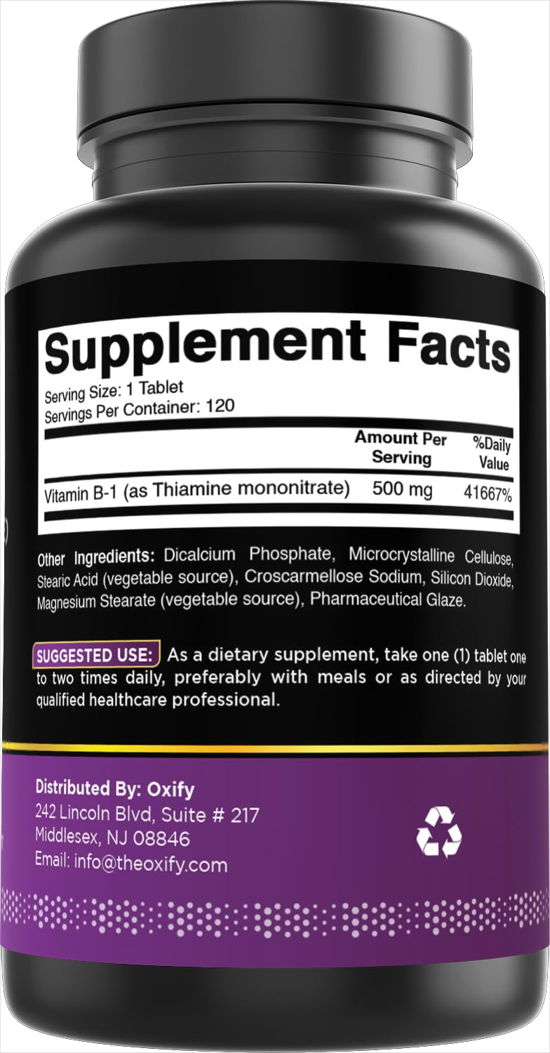 Oxify Vitamin B1 (Thiamine) 500 mg Tablet, 120 Tablets