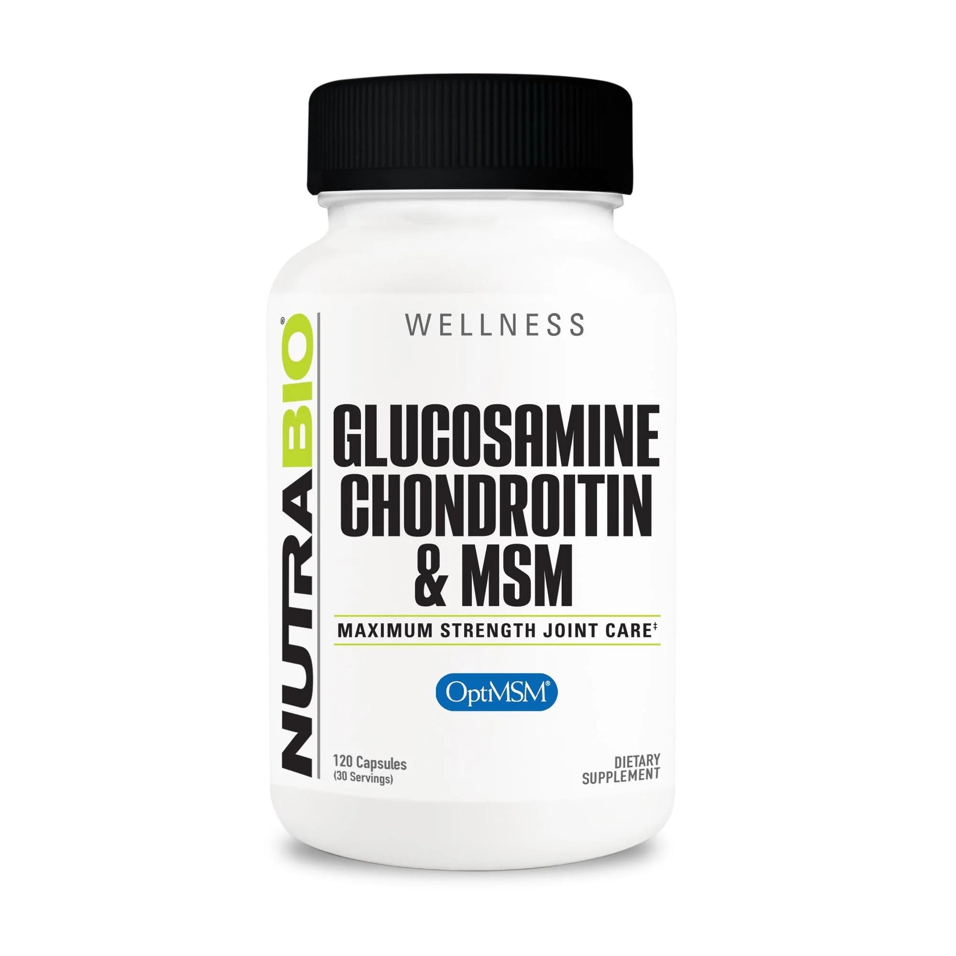 NutraBio Glucosamine Chondroitin & OptiMSM Joint Support Formula Supplement, 120 Capsules