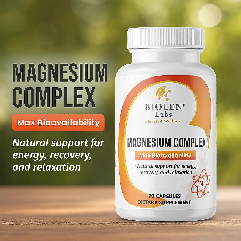 Biolen Labs Elevated Wellness Magnesium Complex Max Bioavailability Formula for Energy, Recovery, Relaxation, 60 Capsules