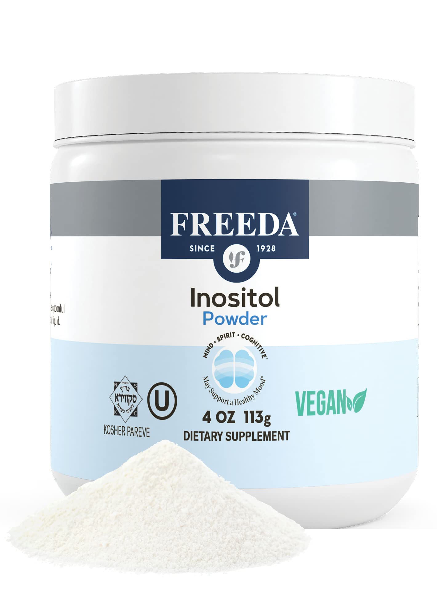 FREEDA Pure Myo-Inositol Powder, 4 oz