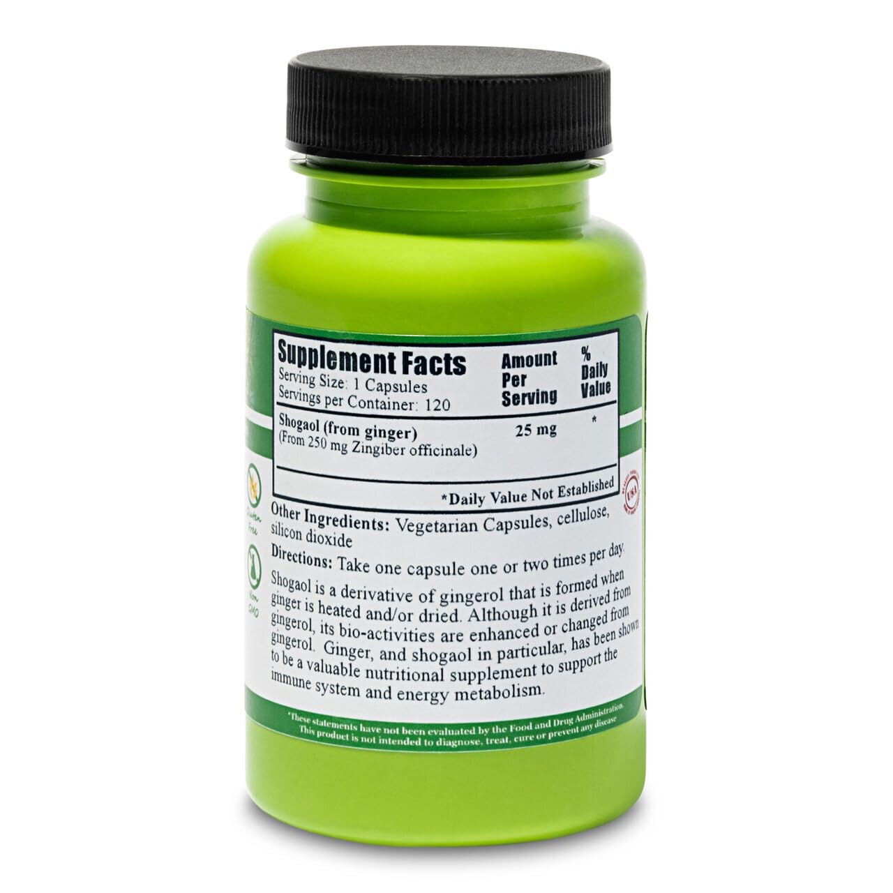 Daily Manufacturing 6-Shogaol (derived from 6-gingerol, Non-GMO Ginger Extract) Capsules, 120 Count