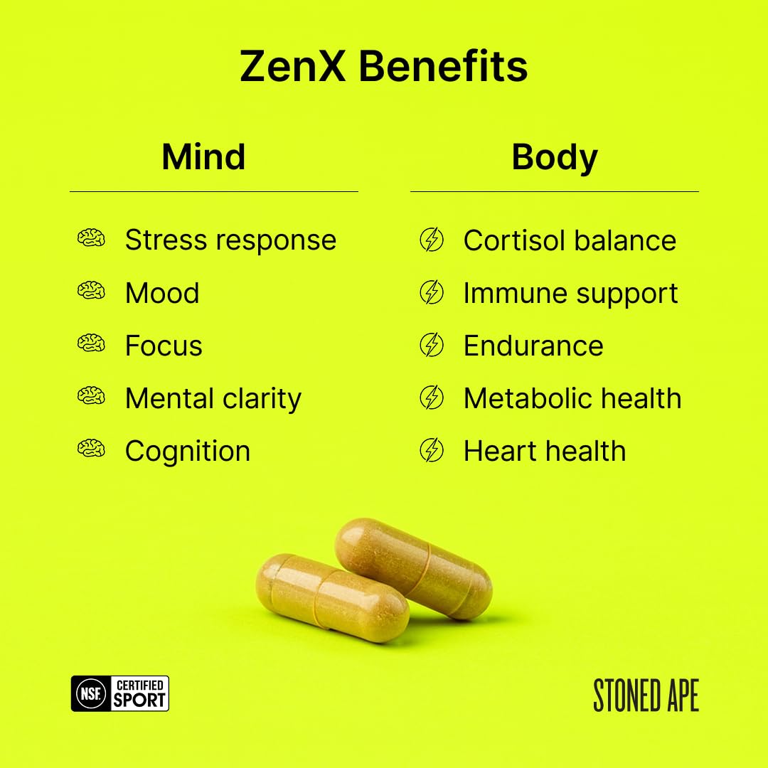 Stoned Ape ZenX Nootropic & Adaptogenic Brain Supplement Capsule 60 Count