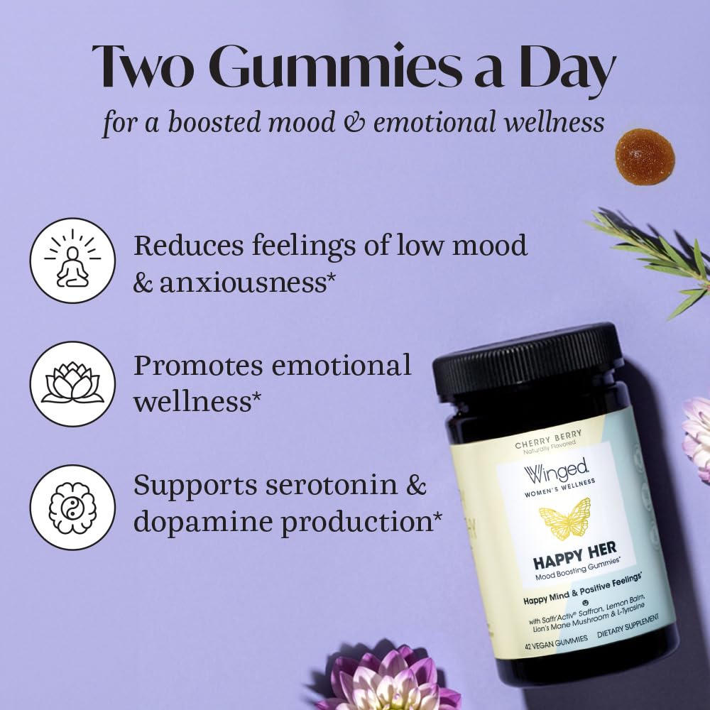 Winged Wellness Happy Her Mood Support Gummies, 126 Count