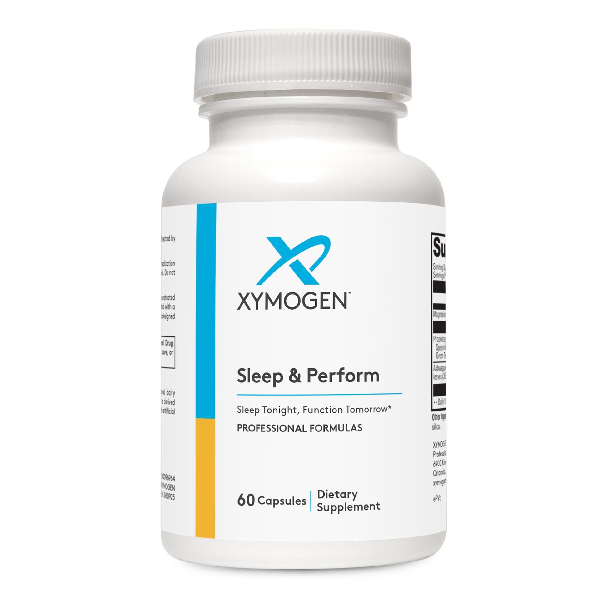 XYMOGEN Sleep & Perform Magnesium & Ashwagandha Supplement for Sleep & Brain Performance Support Capsules 60