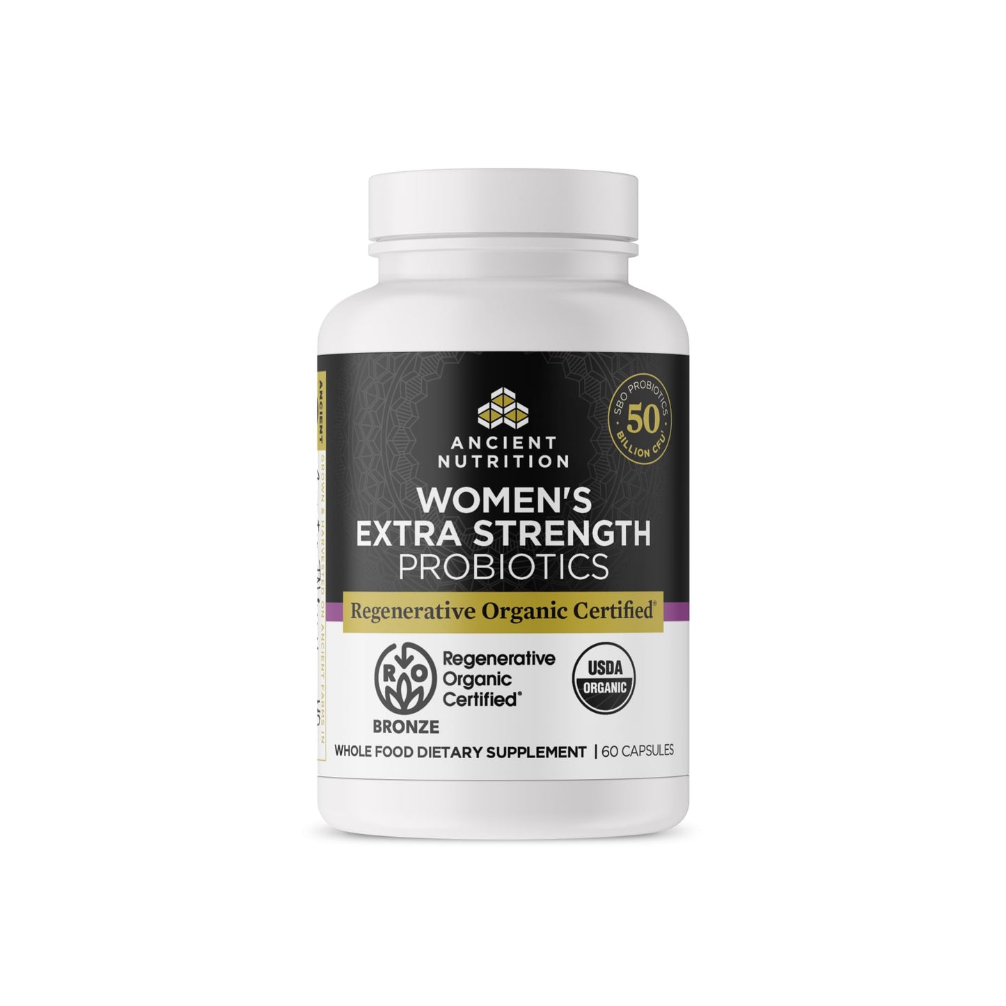 Ancient Nutrition Regenerative Organic Women's Extra Strength Probiotics Capsules 60 Count