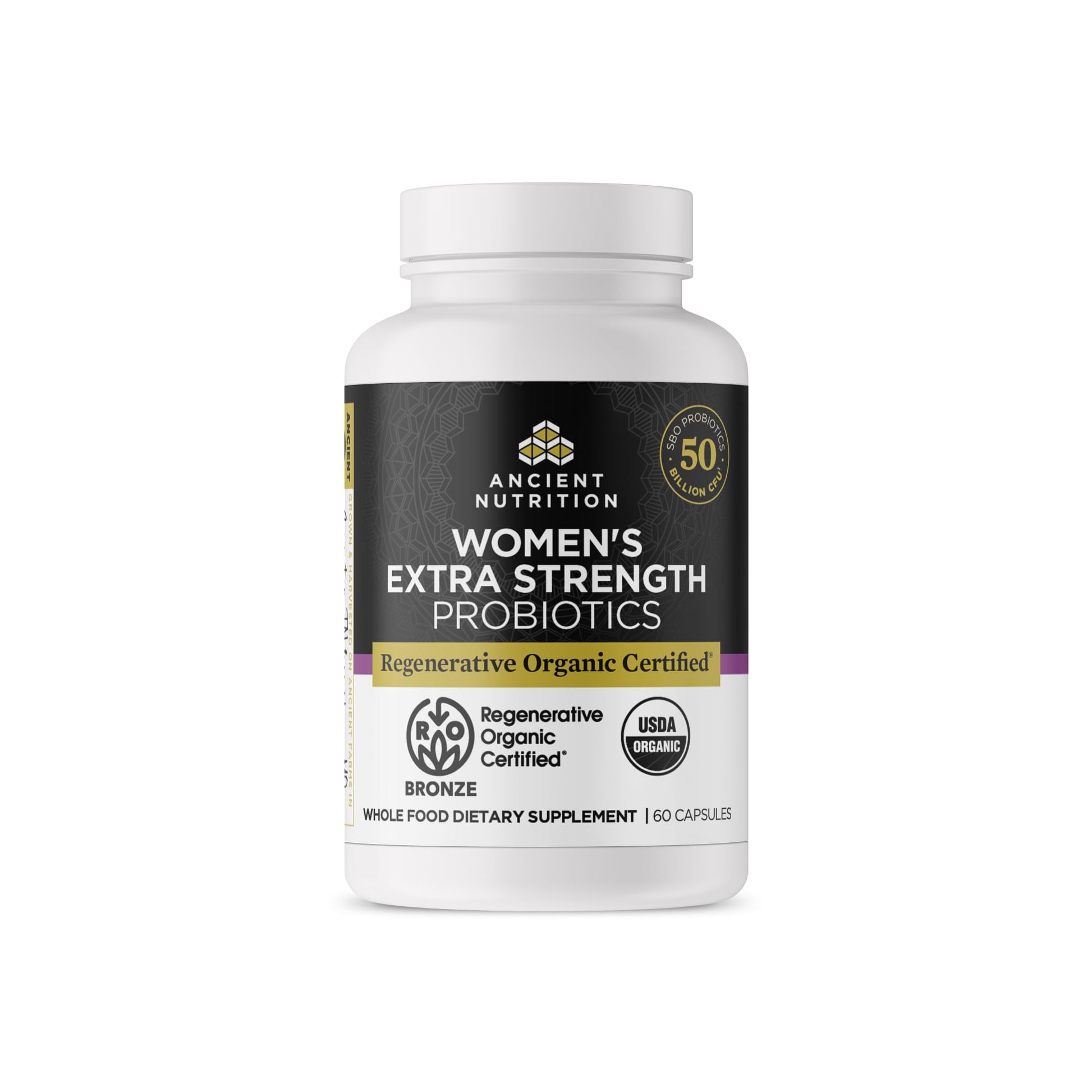 Ancient Nutrition Regenerative Organic Women's Extra Strength Probiotics Capsules 60 Count