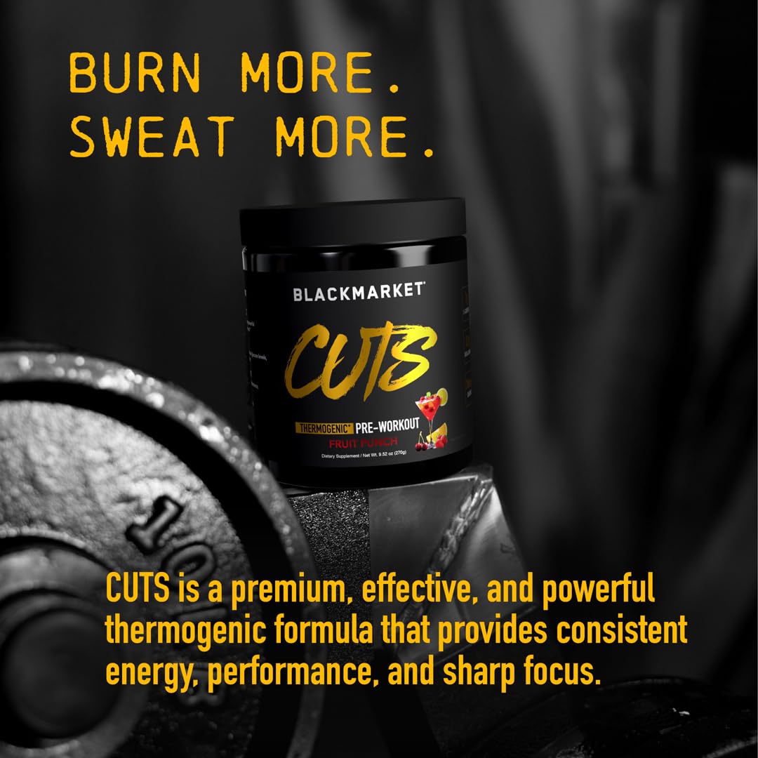 BLACKMARKET CUTS Pre Workout Thermogenic Energy & Focus Powder 8.47 oz