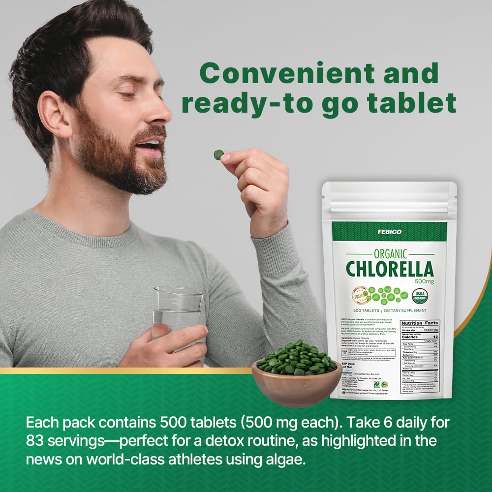FEBICO Chlorella 500mg, 500 Tablets