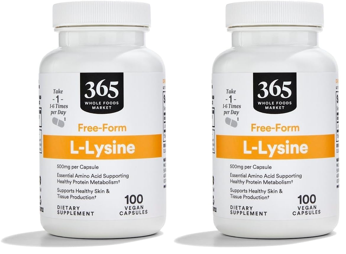 365 by Whole Foods Market L Lysine 500 Mg Vegetable Capsules, 200 Capsules